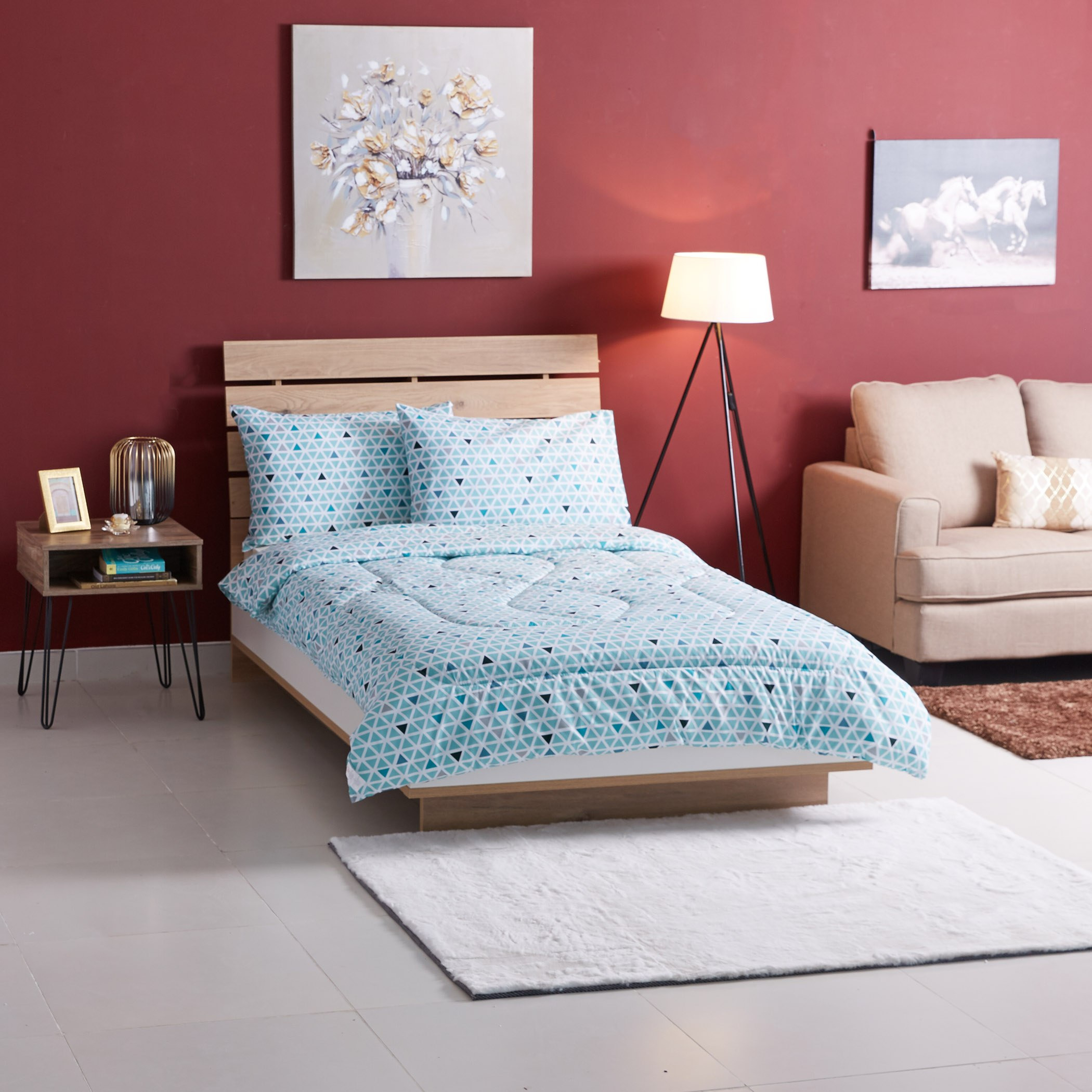 Turner King 3-Piece Geometric Print Quilted Comforter Set - 220x240 cm-hbxhomeware-hbxdecorandfurnishings-image-6