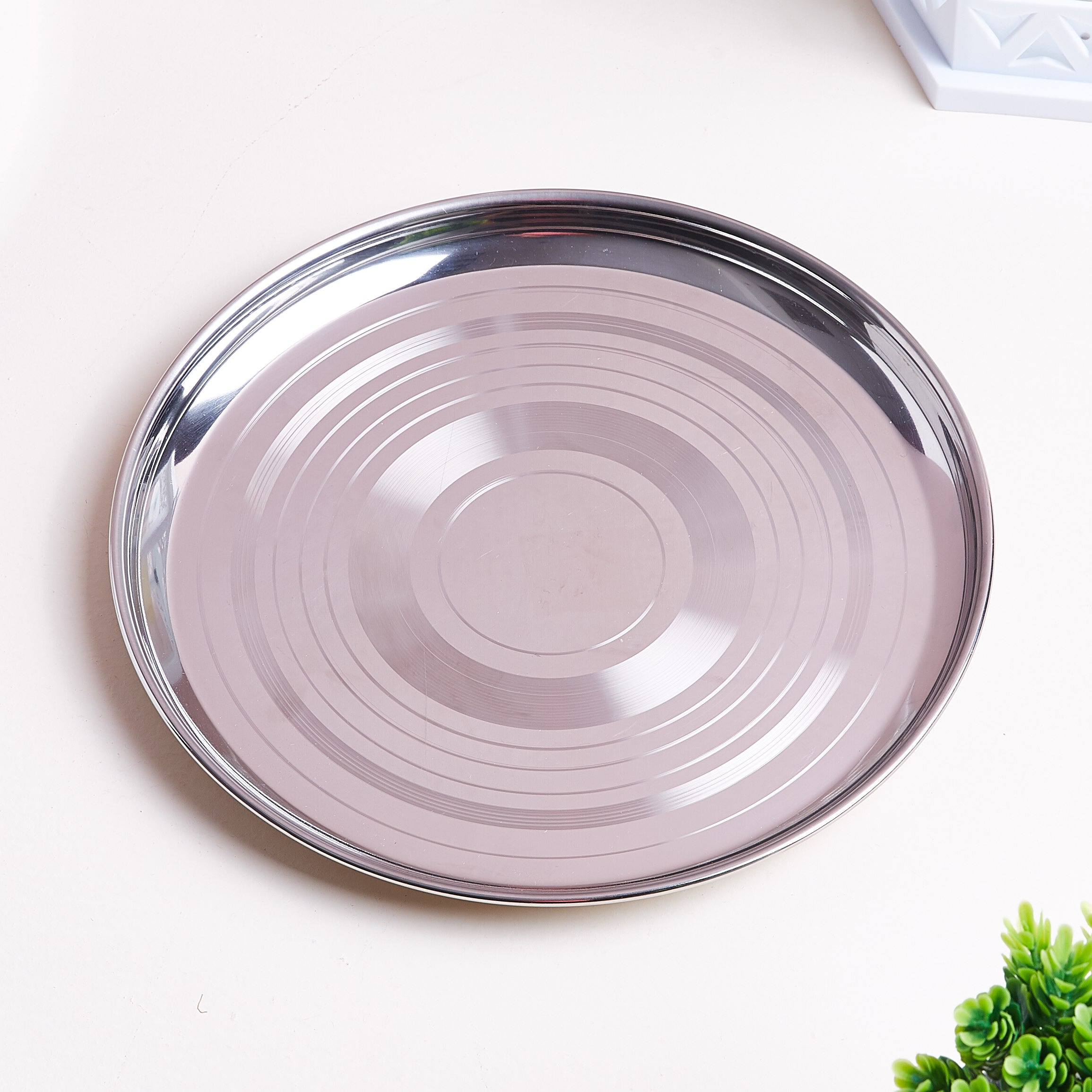 Fiona Stainless Steel Plate - 28 cm-hbxdecorandfurnishings-tabletop-crockery-image-1