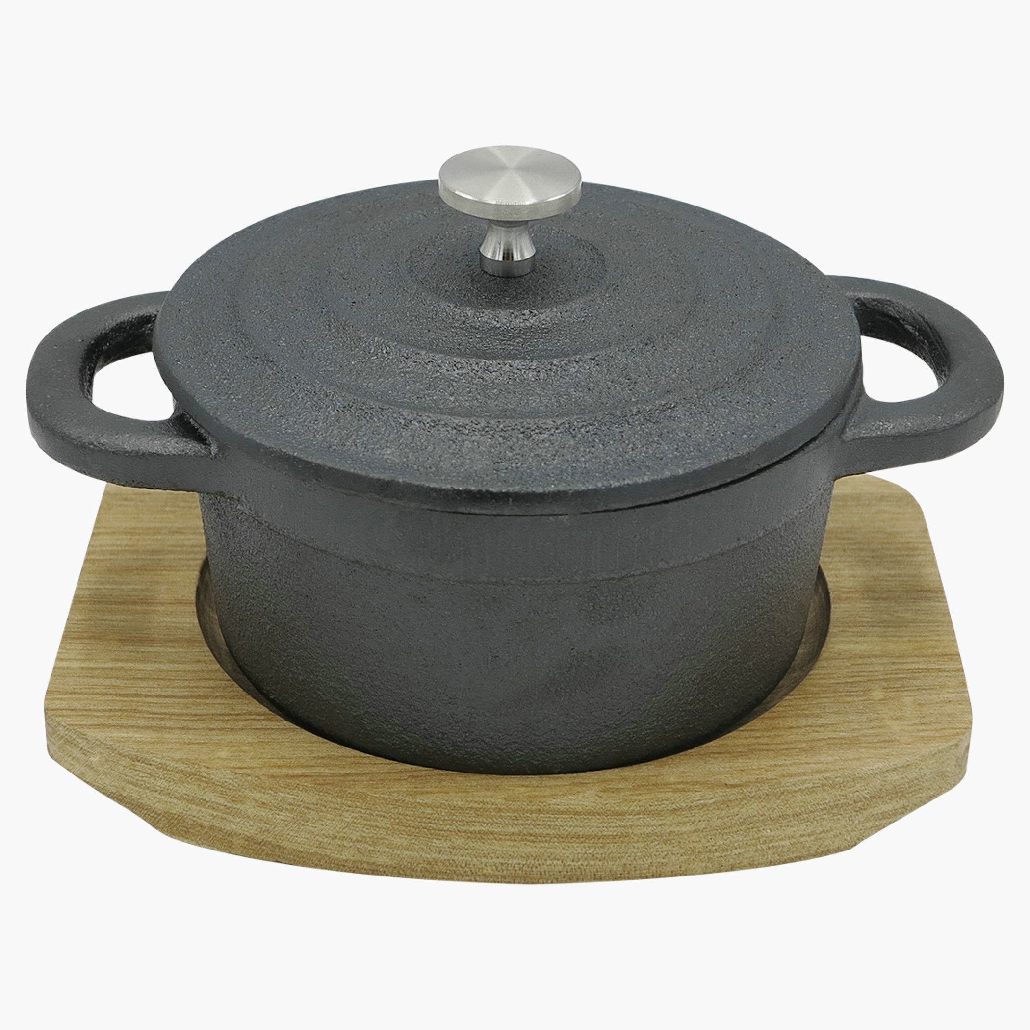 كسرولة حديديّة مستديرة مع صينيّة خشبيّة-hbxkitchen-kitchenware-foodpreparation-image-2
