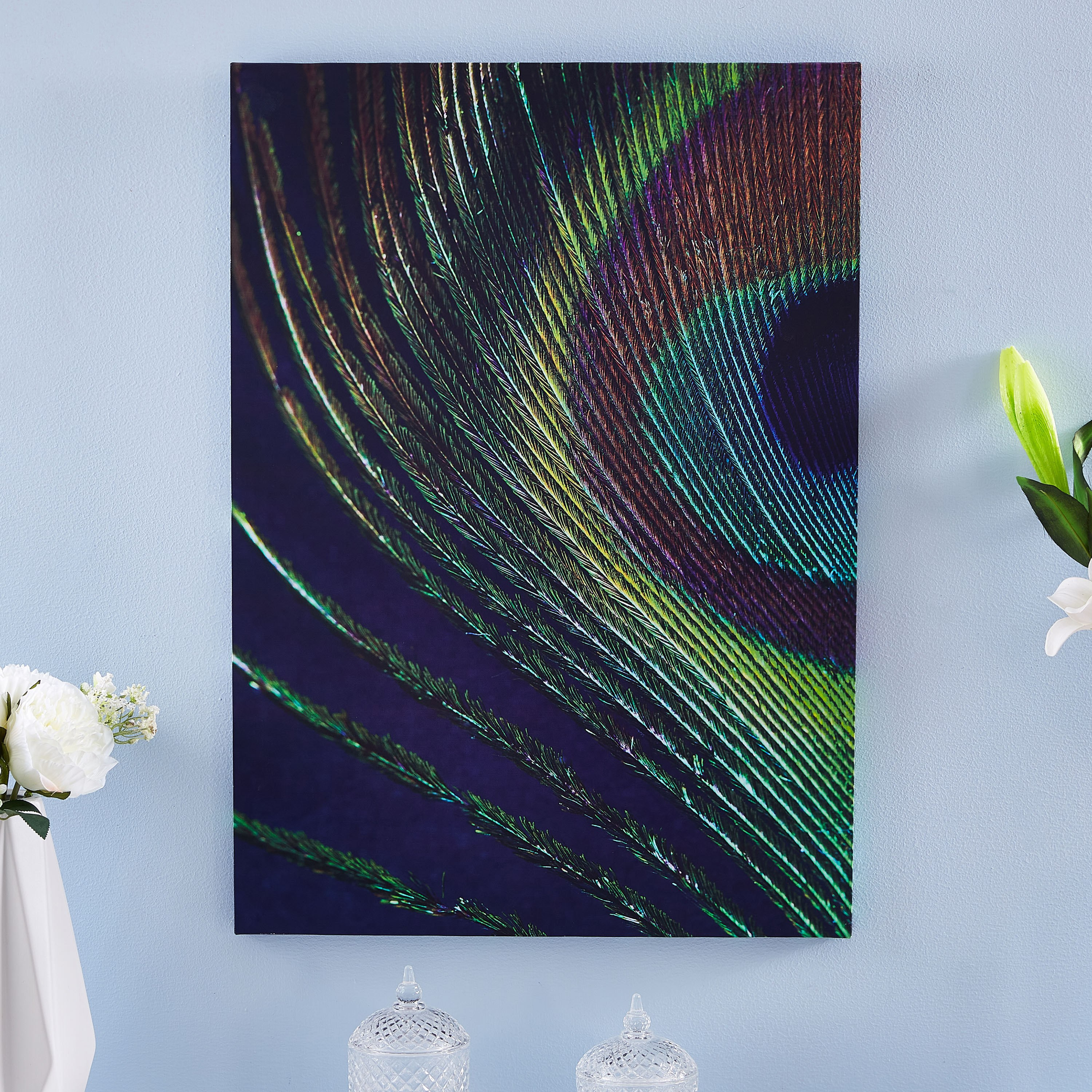 Neon Peacock Feather Framed Printed Canvas-PROMO_HB_AE_B1G1_250925-image-1