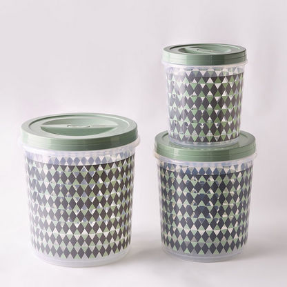 Spectra Geometric Print Cylindrical Crystal Container - Set of 3