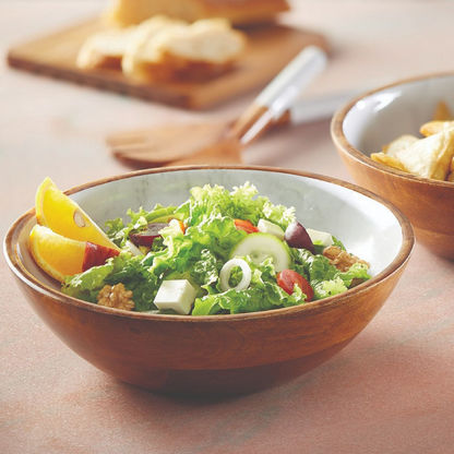 Indie Vibe Wooden Salad Eating Bowl