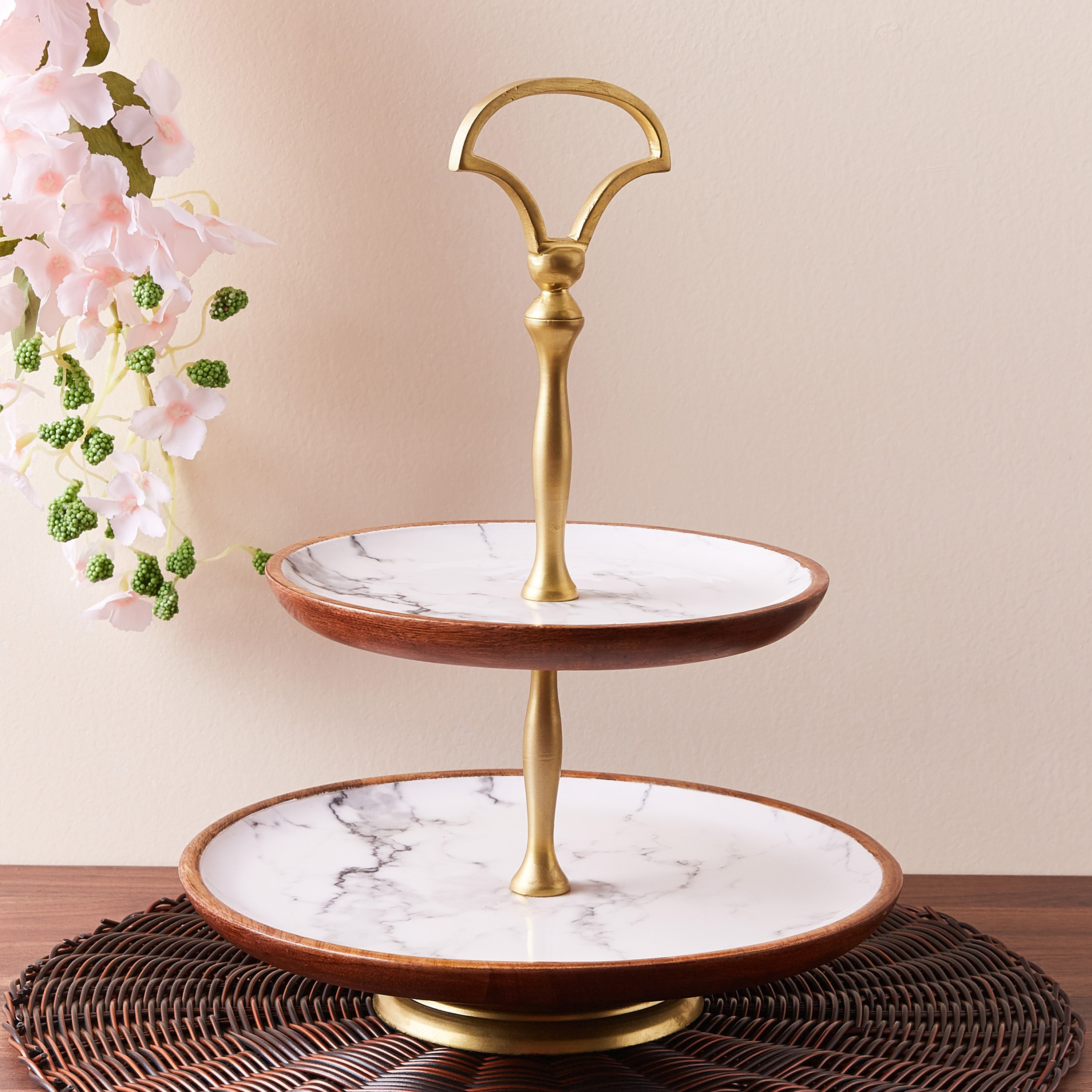 صحن مقبّلات خشبي بطابقين من إندي فايب-hbxdecorandfurnishings-tabletop-serveware-image-1