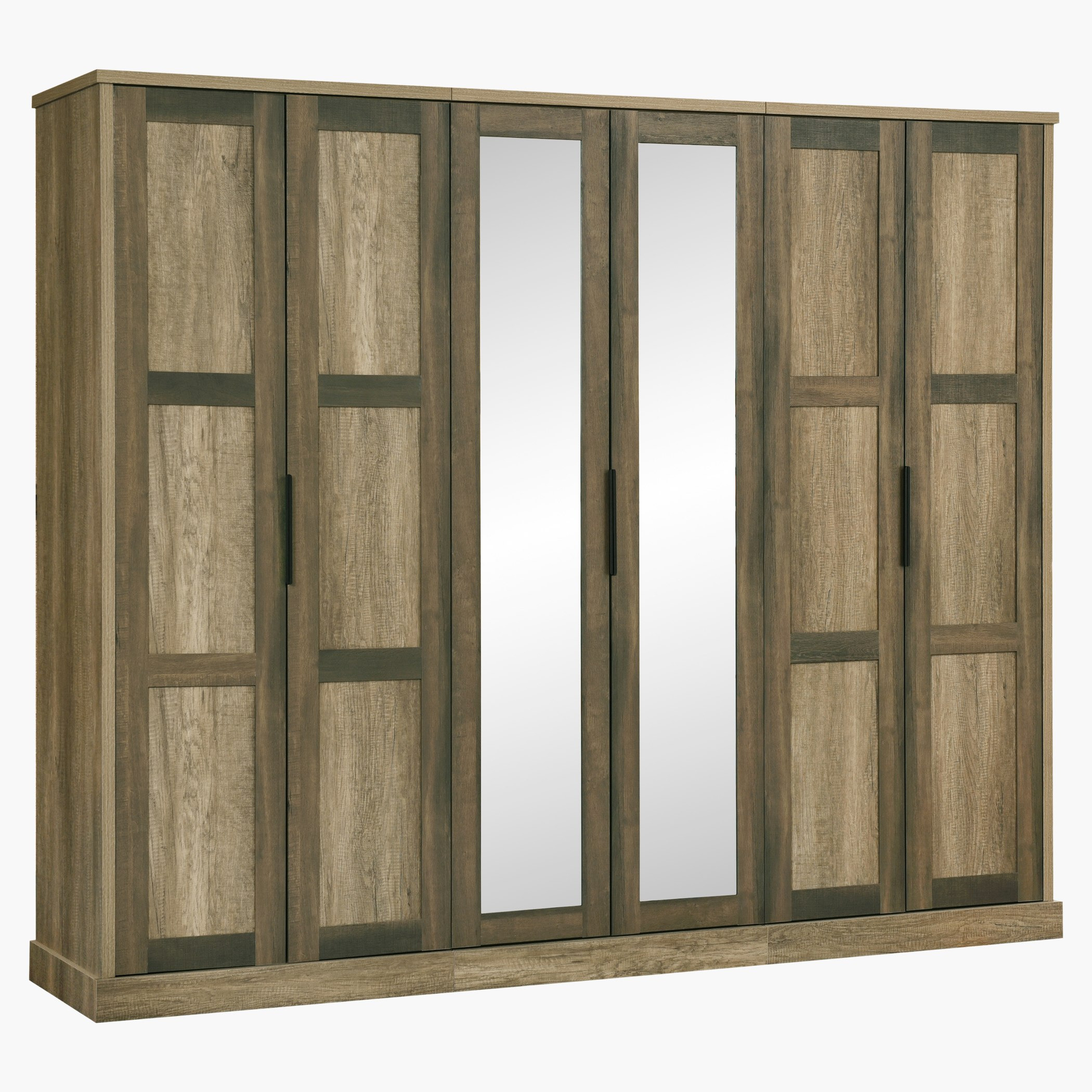خزانة ملابس خيزران بـ6 أبواب ومرآتين-hbxfurniture-wardrobes-image-1