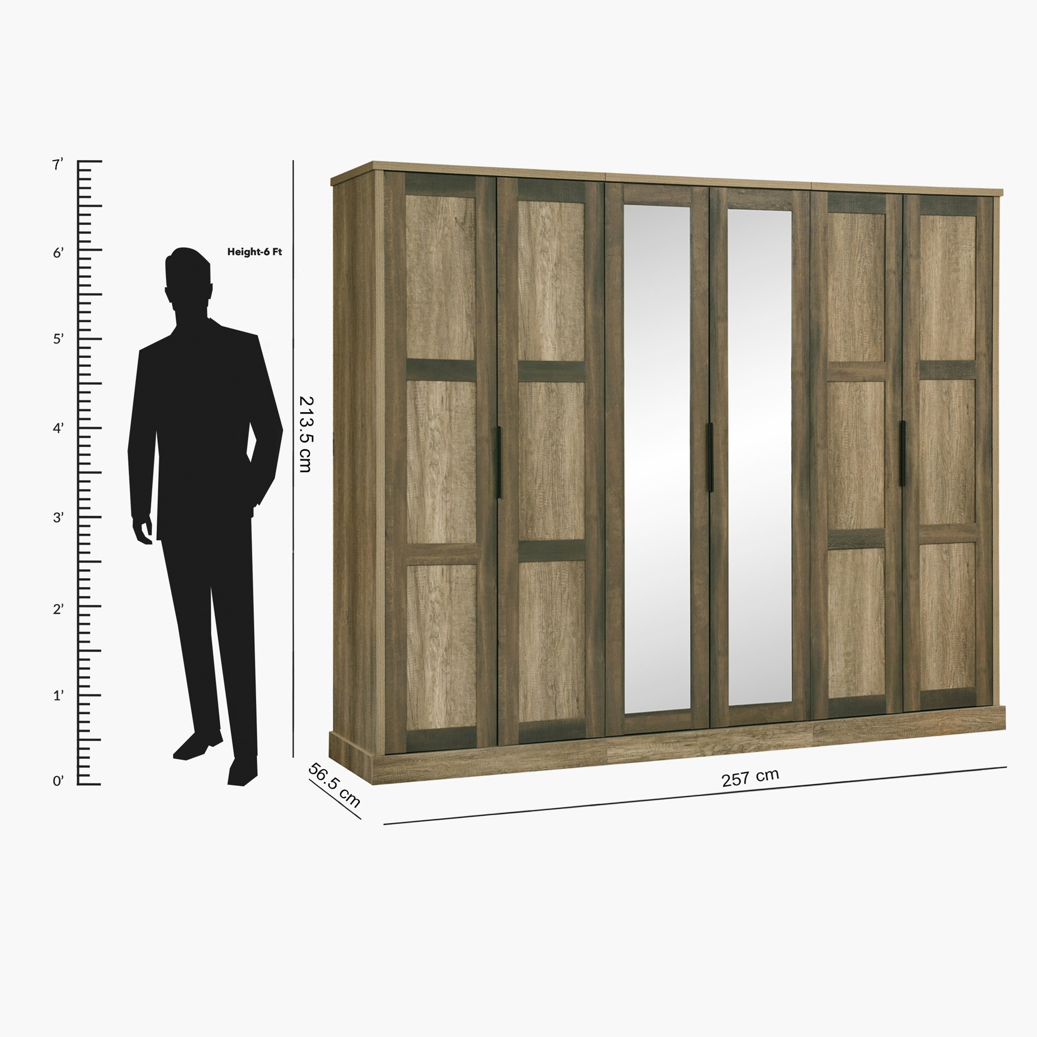 خزانة ملابس خيزران بـ6 أبواب ومرآتين-hbxfurniture-wardrobes-image-6
