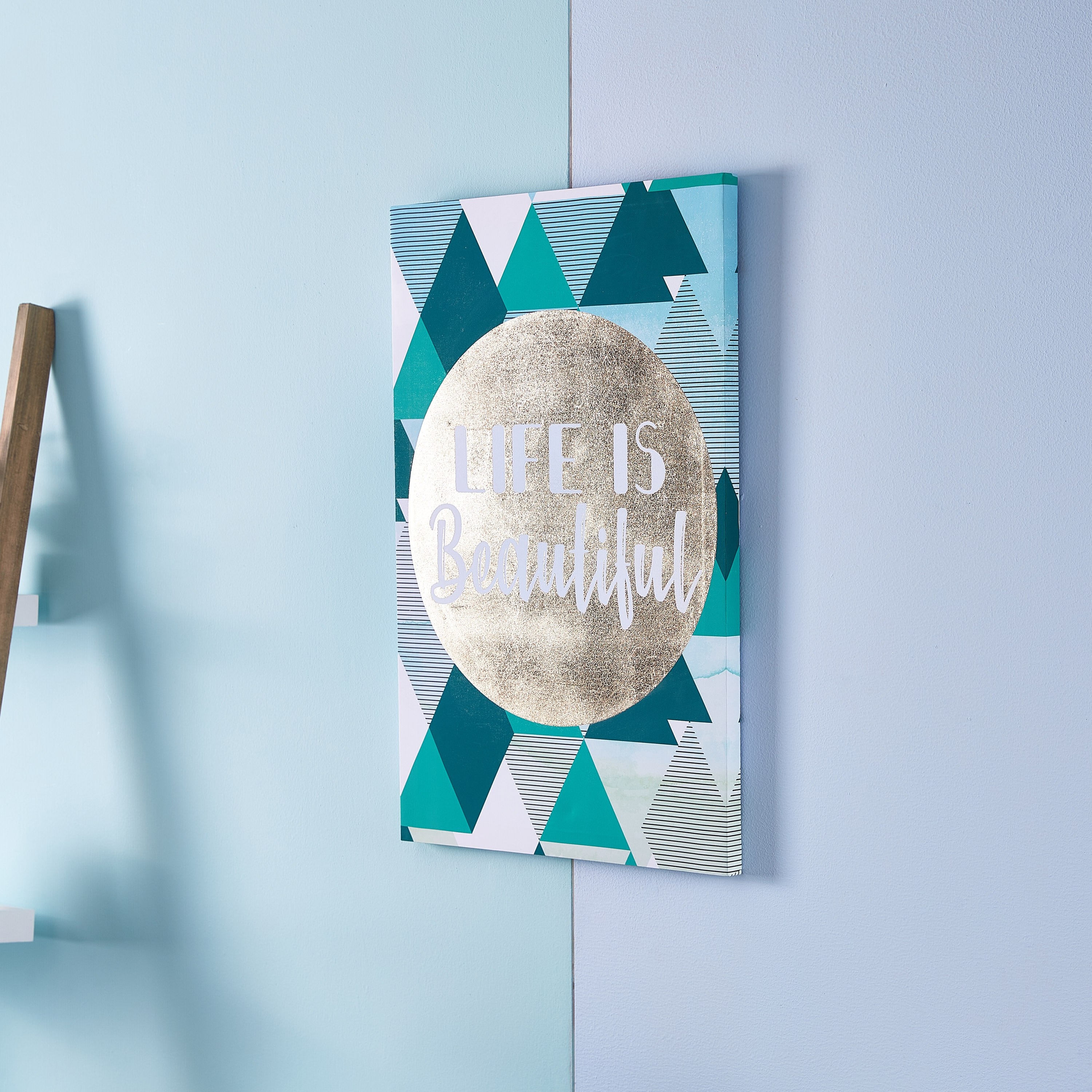 لوحة كانفاس بطبعات لايف إيز بيوتيفيل بزينة جولد فويل-hbxhomeware-hbxkidsandyouth-image-2