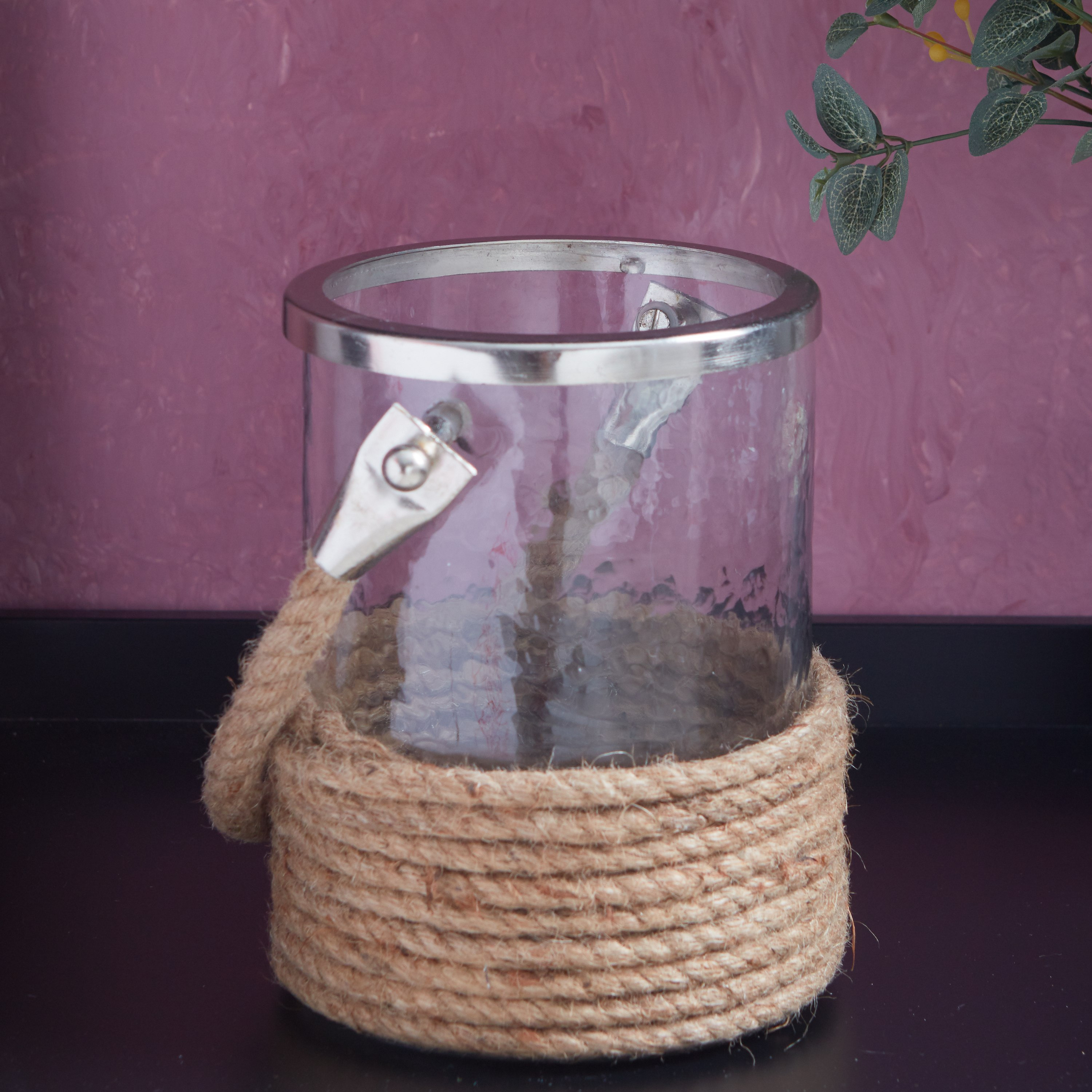 حامل شموع زجاجي بمقبض وحبل-hbxlivingroom-decorandaccessories-candleholders-image-1