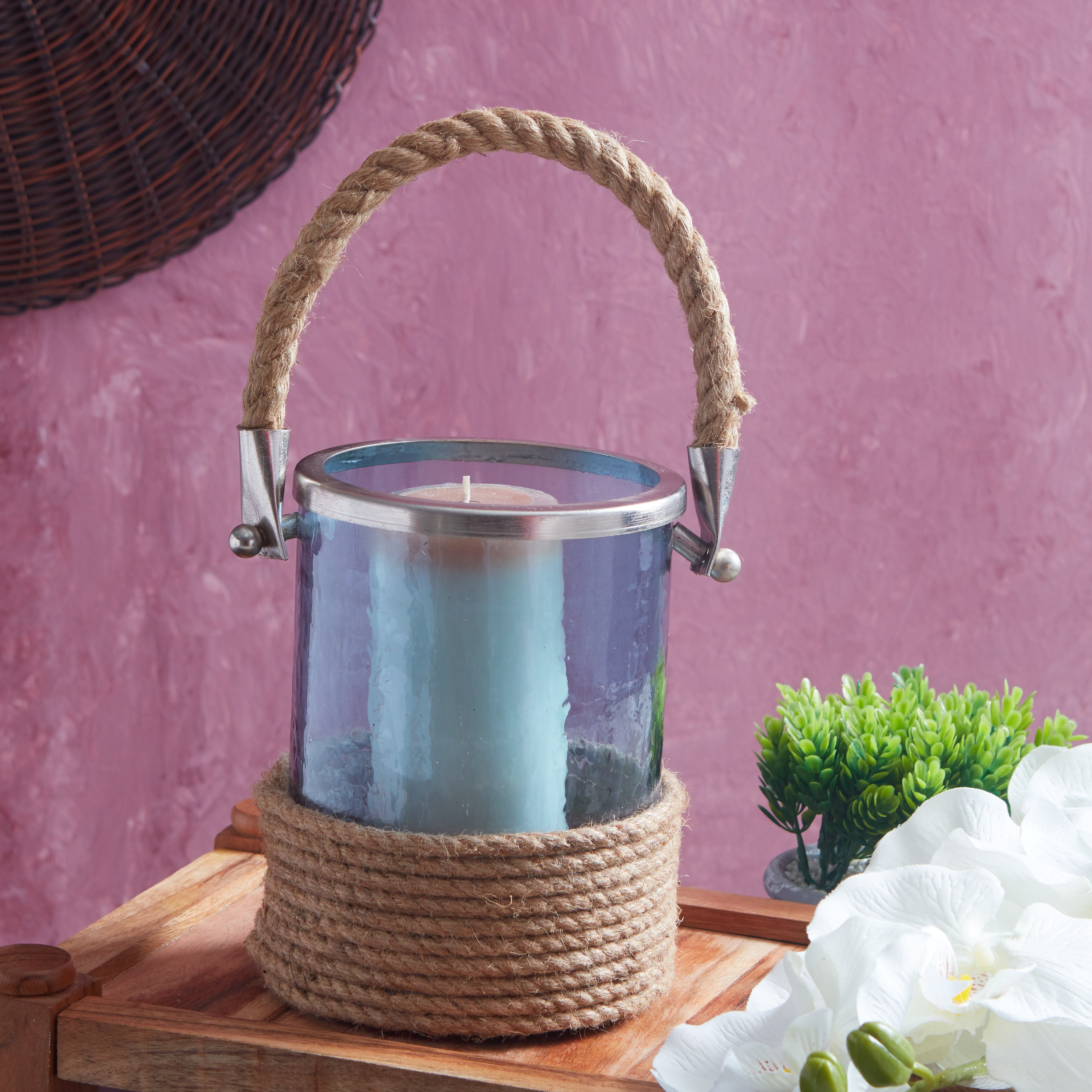 حامل شموع زجاجي بمقبض وحبل-hbxlivingroom-decorandaccessories-candleholders-image-1