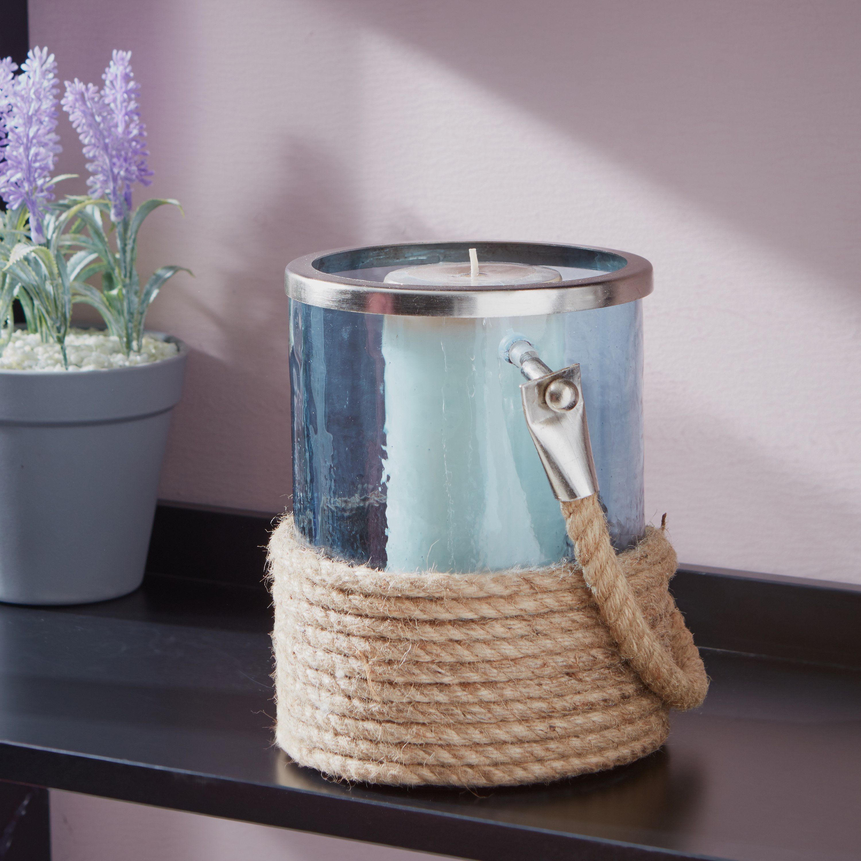 حامل شموع زجاجي بمقبض وحبل-hbxlivingroom-decorandaccessories-candleholders-image-1