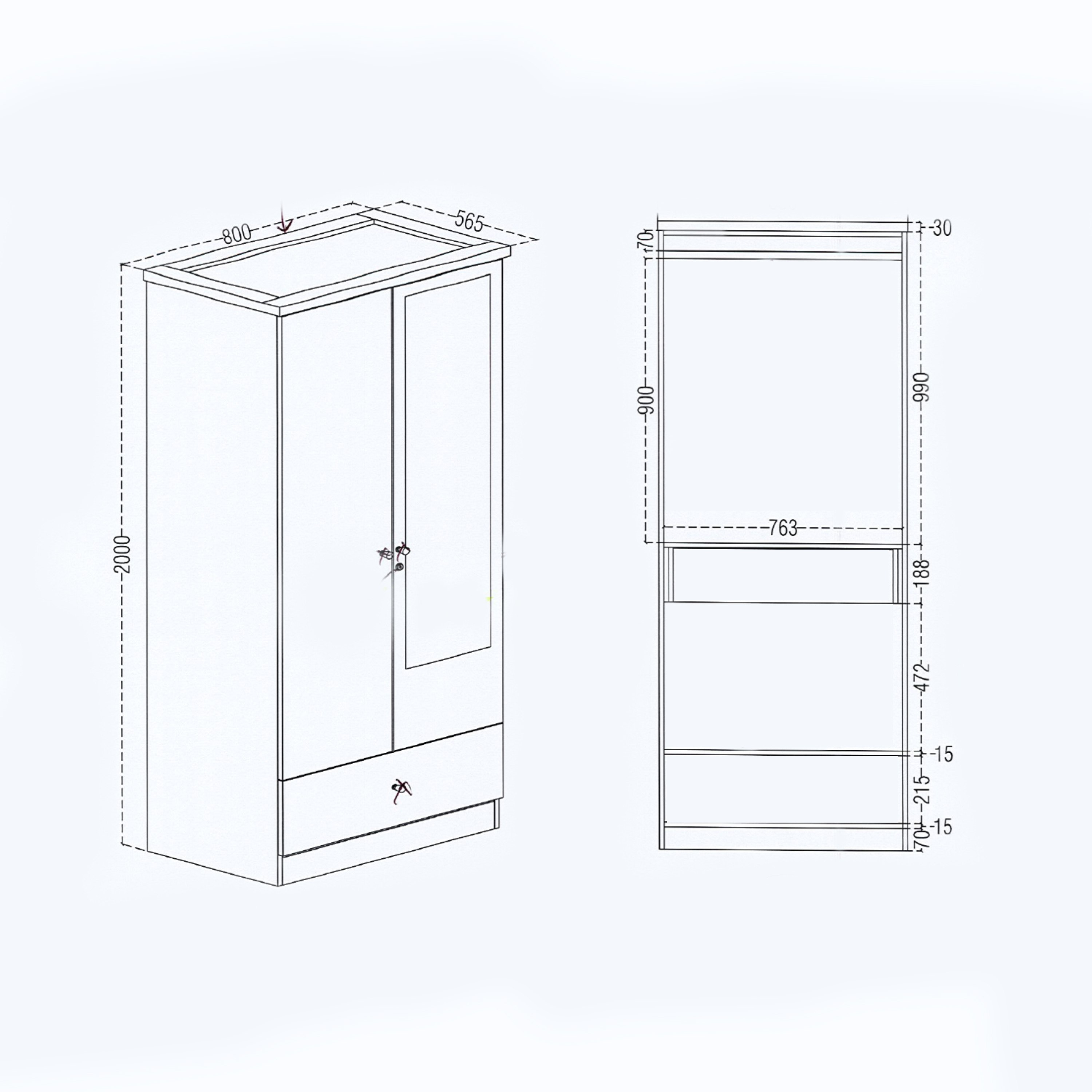خزانة ملابس 2 باب مع مرآة - بريسبان من موڤو-hbxfurniture-wardrobes-image-8