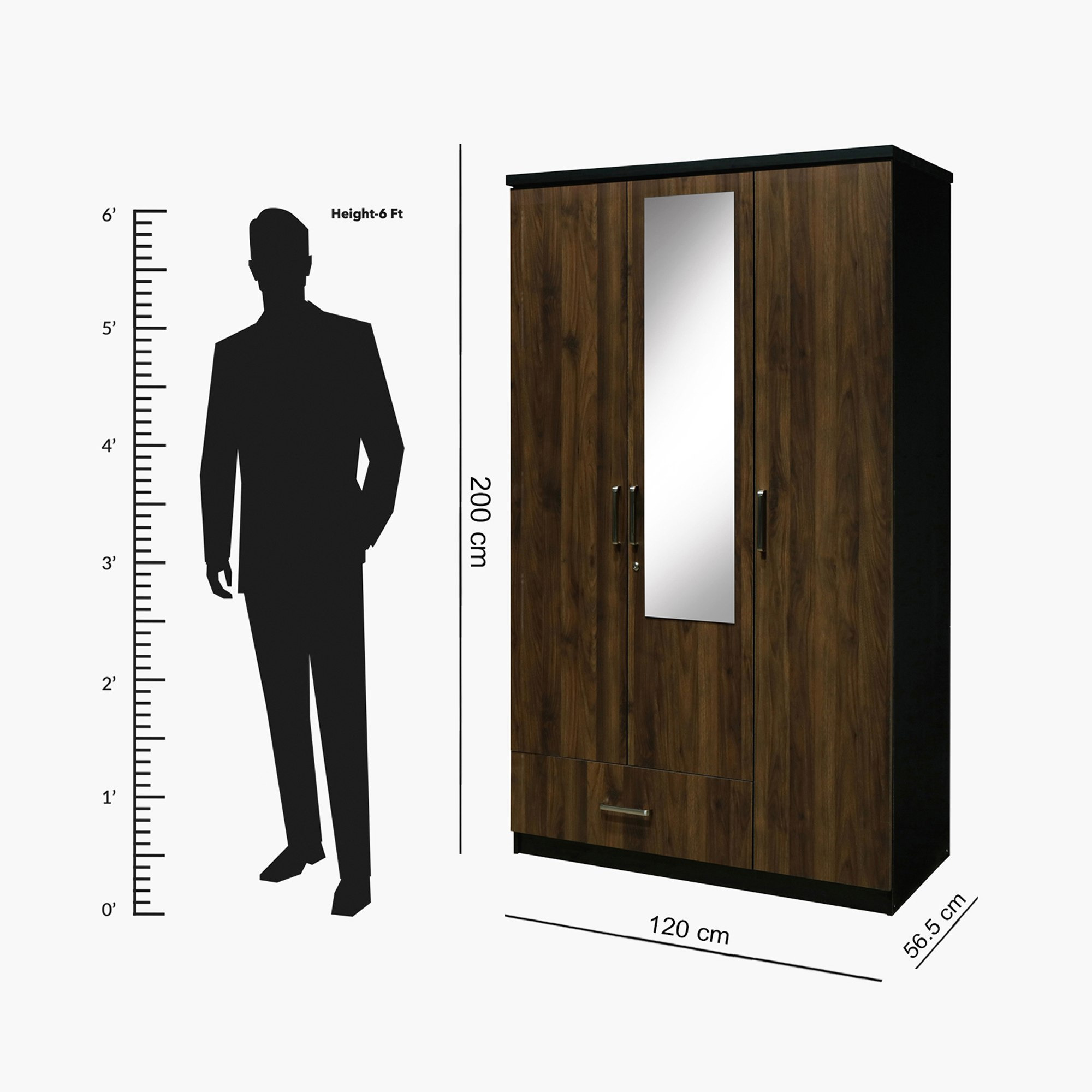 خزانة ملابس 3 أبواب مع درج ومرآة - بريسبان من موڤو-hbxfurniture-wardrobes-image-9