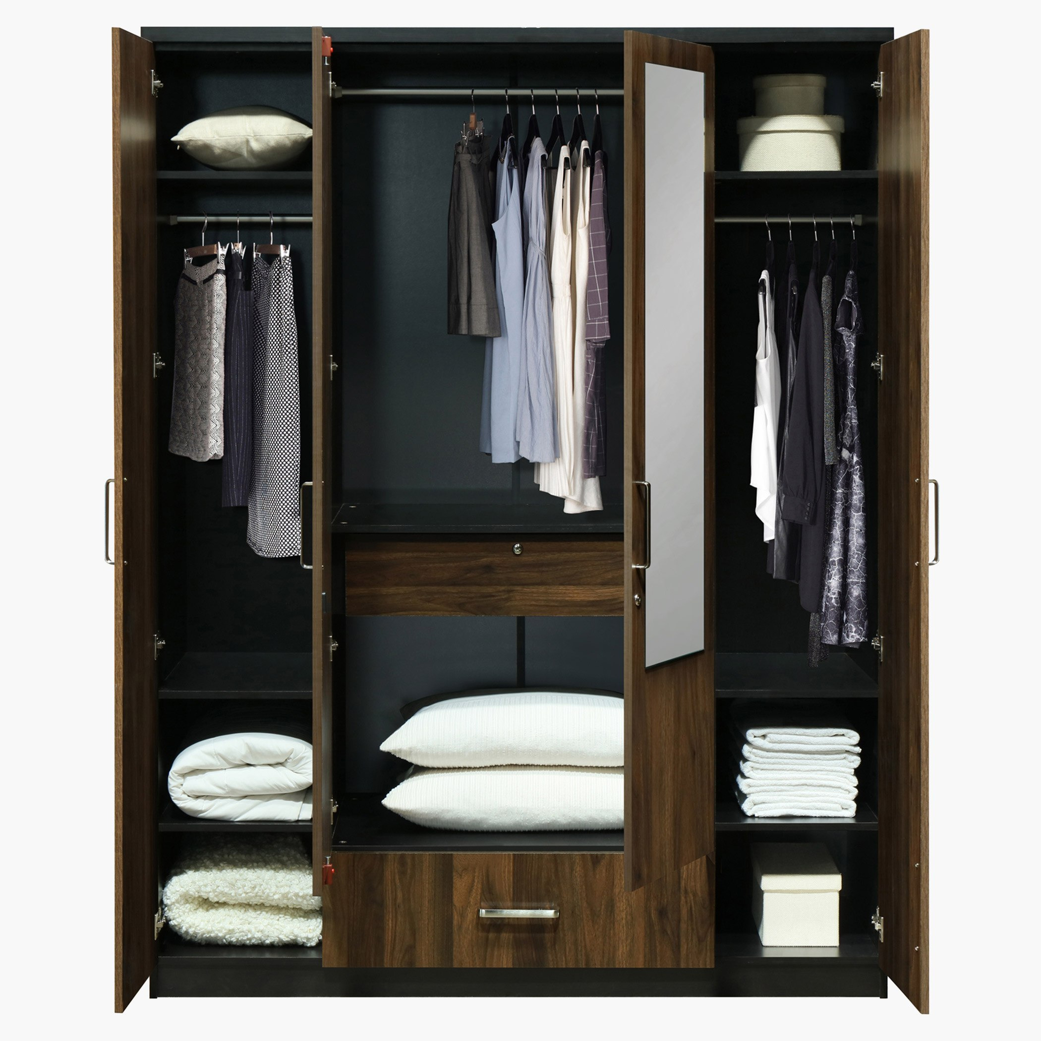خزانة ملابس ممع مرآة -4 أبواب ودرج من بريسبان-hbxfurniture-wardrobes-image-4