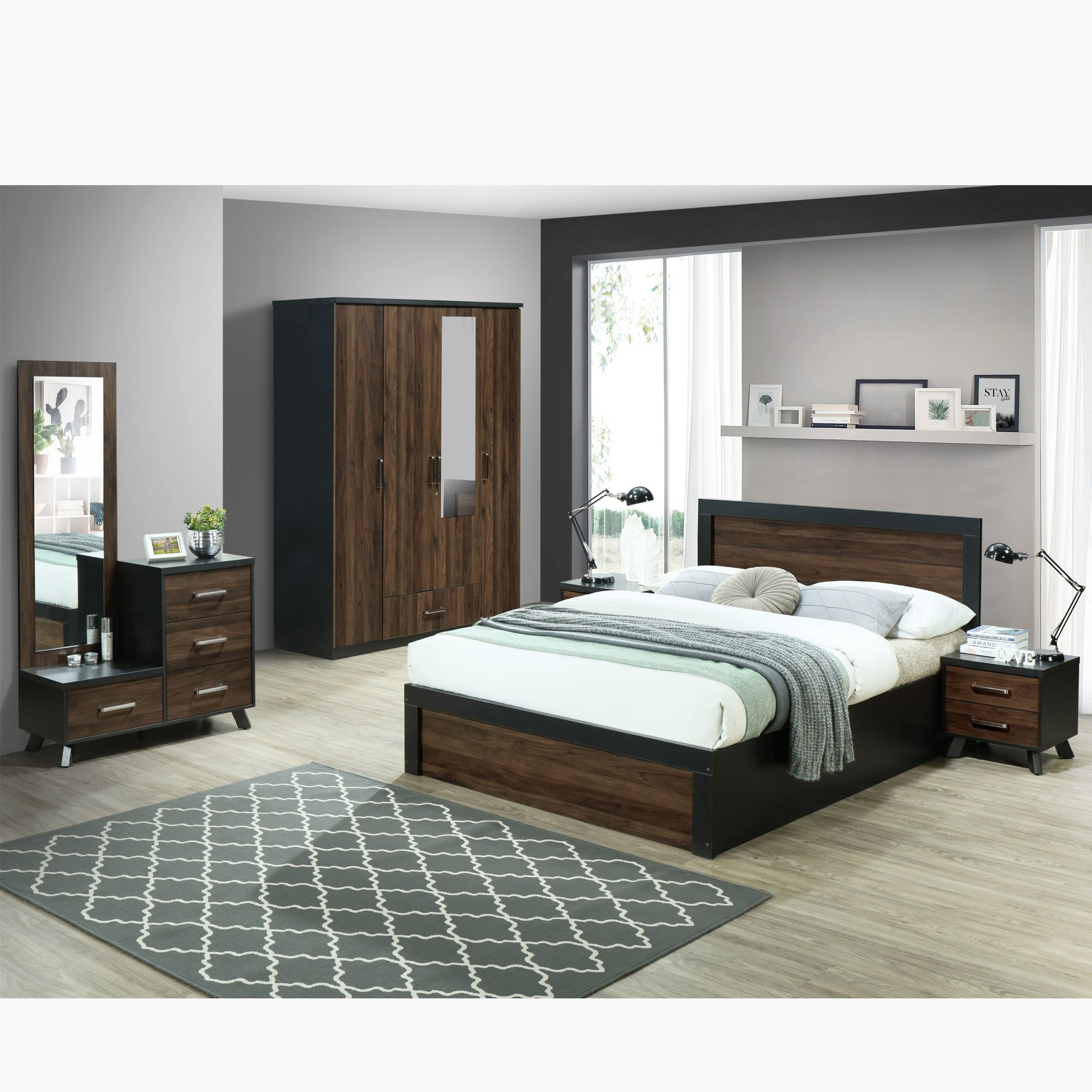 خزانة ملابس ممع مرآة -4 أبواب ودرج من بريسبان-hbxfurniture-wardrobes-image-8