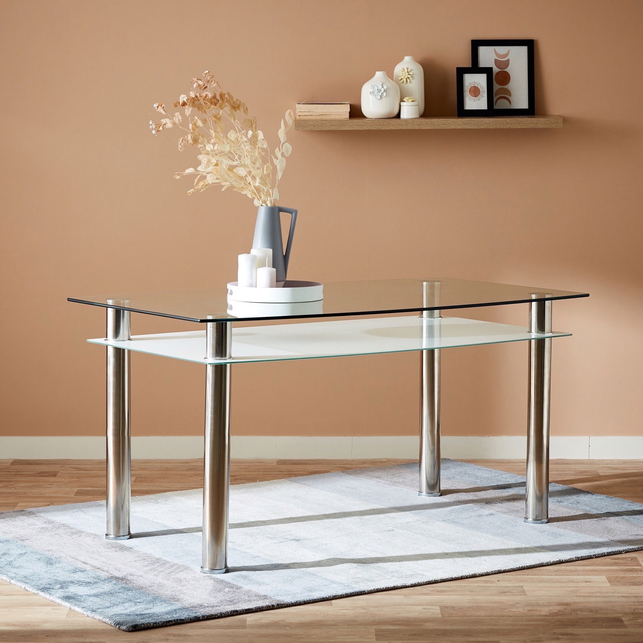 6 person deals glass dining table