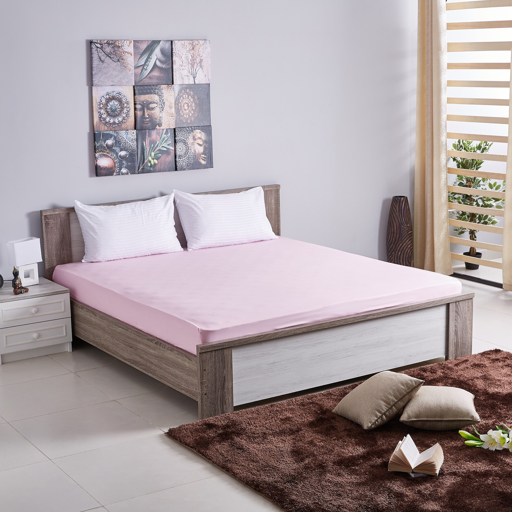 شرشف مطّاطي كينج من بيلا - 180x200 سم-hbxhomeware-bedding-fittedsheets-image-4