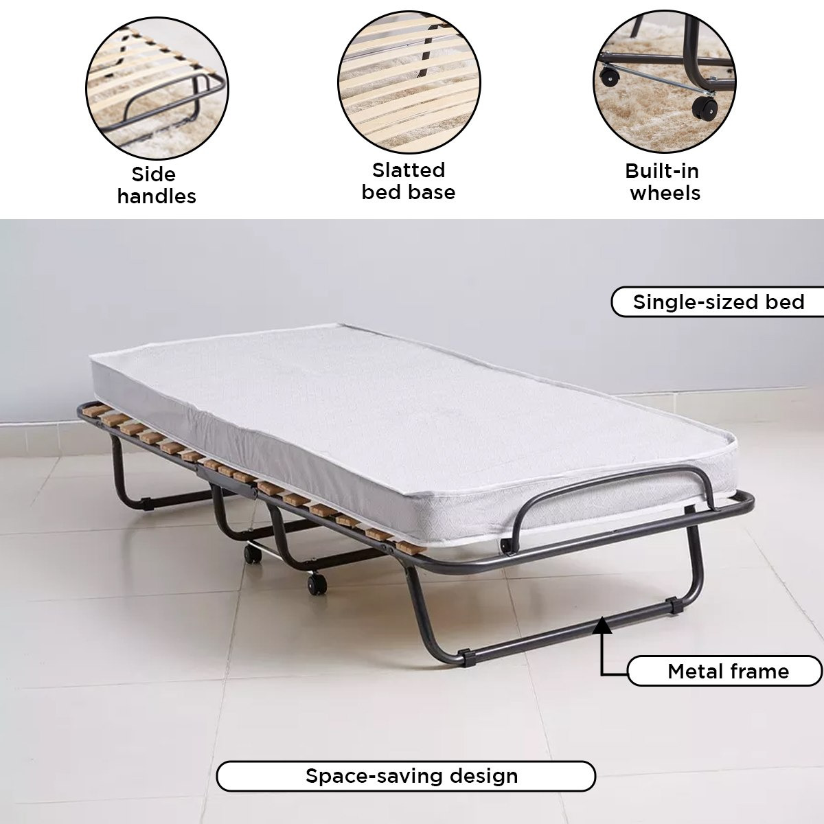 Movo Sandler Folding Guest Bed with Mattress - 80x190 cm-hbxbedroom-bedsandbedsets-daybeds-image-5