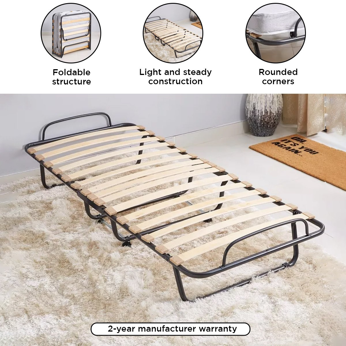 Buy Sandler Folding Guest Bed with Mattress 80x190 cm Online in KSA Homebox