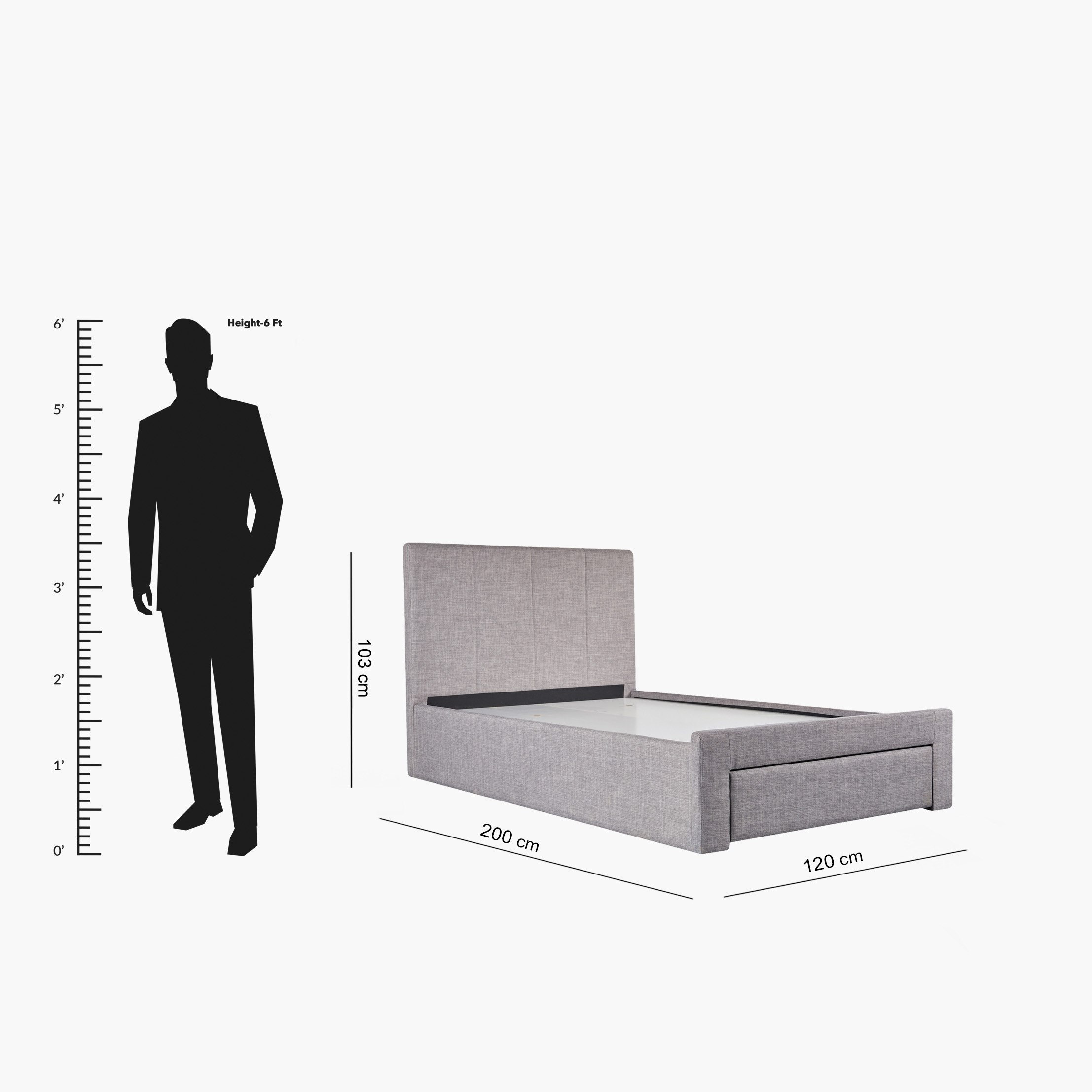 Movo Fiona Twin Bed with 1-Drawer - 120x200 cm-hbxbedroom-bedsandbedsets-beds-twin-image-7