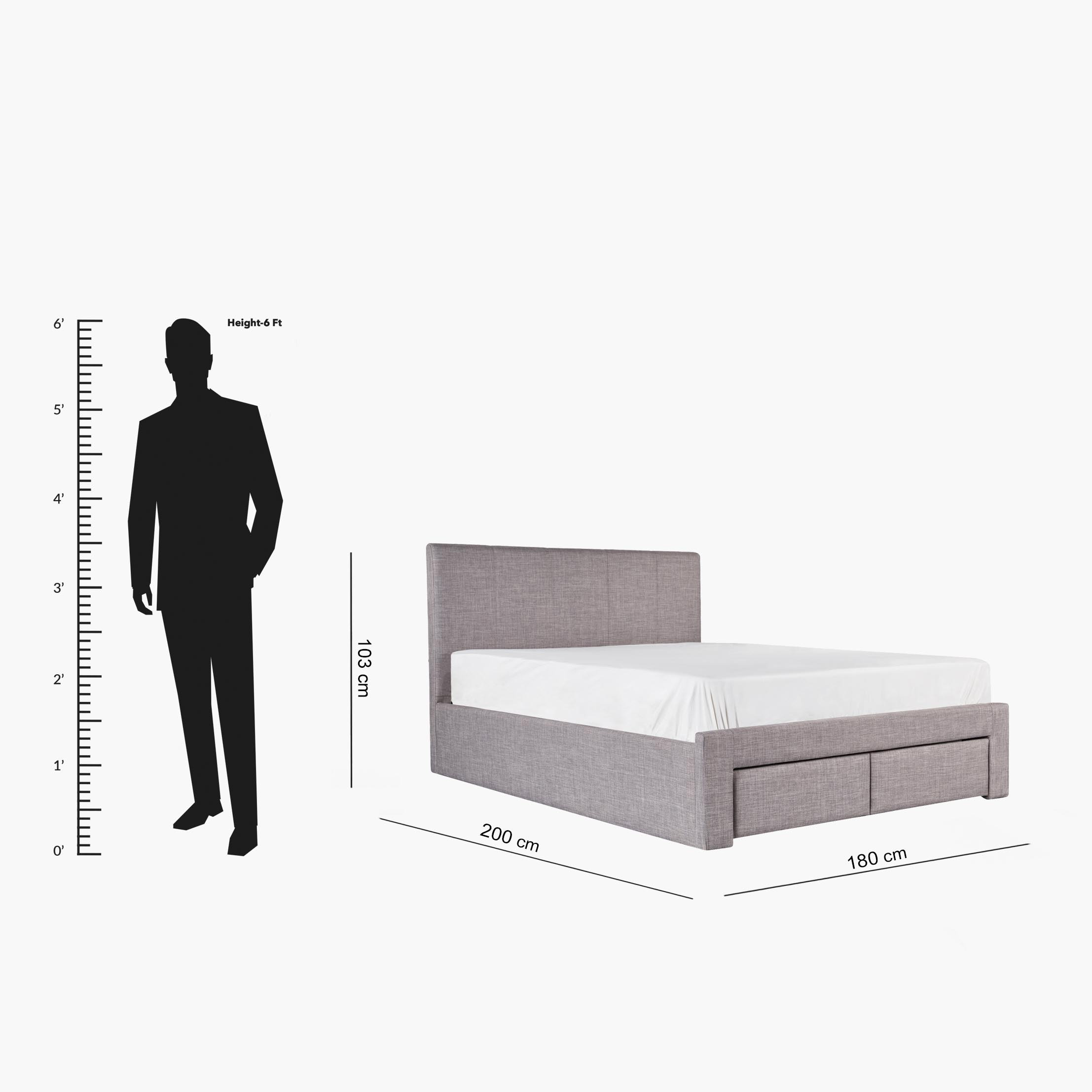 Movo Fiona King Bed with 2 Drawers - 180x200 cm-hbxfurniture-bedsandbedsets-beds-king-image-9