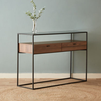 Ruby Console Table with Glass Top