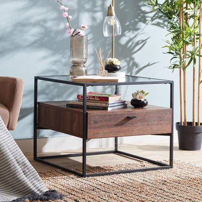 Ruby Glass Top End Table