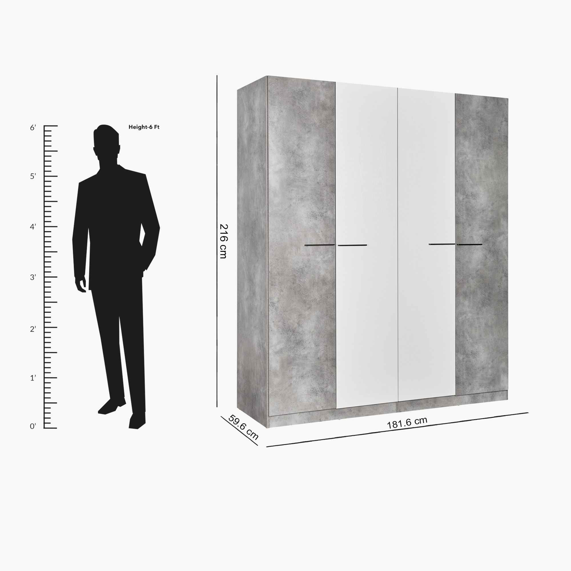 خزانة ملابس 4 أبواب مع 8 أرفف - الأردن من موڤو-hbxfurniture-wardrobes-image-9