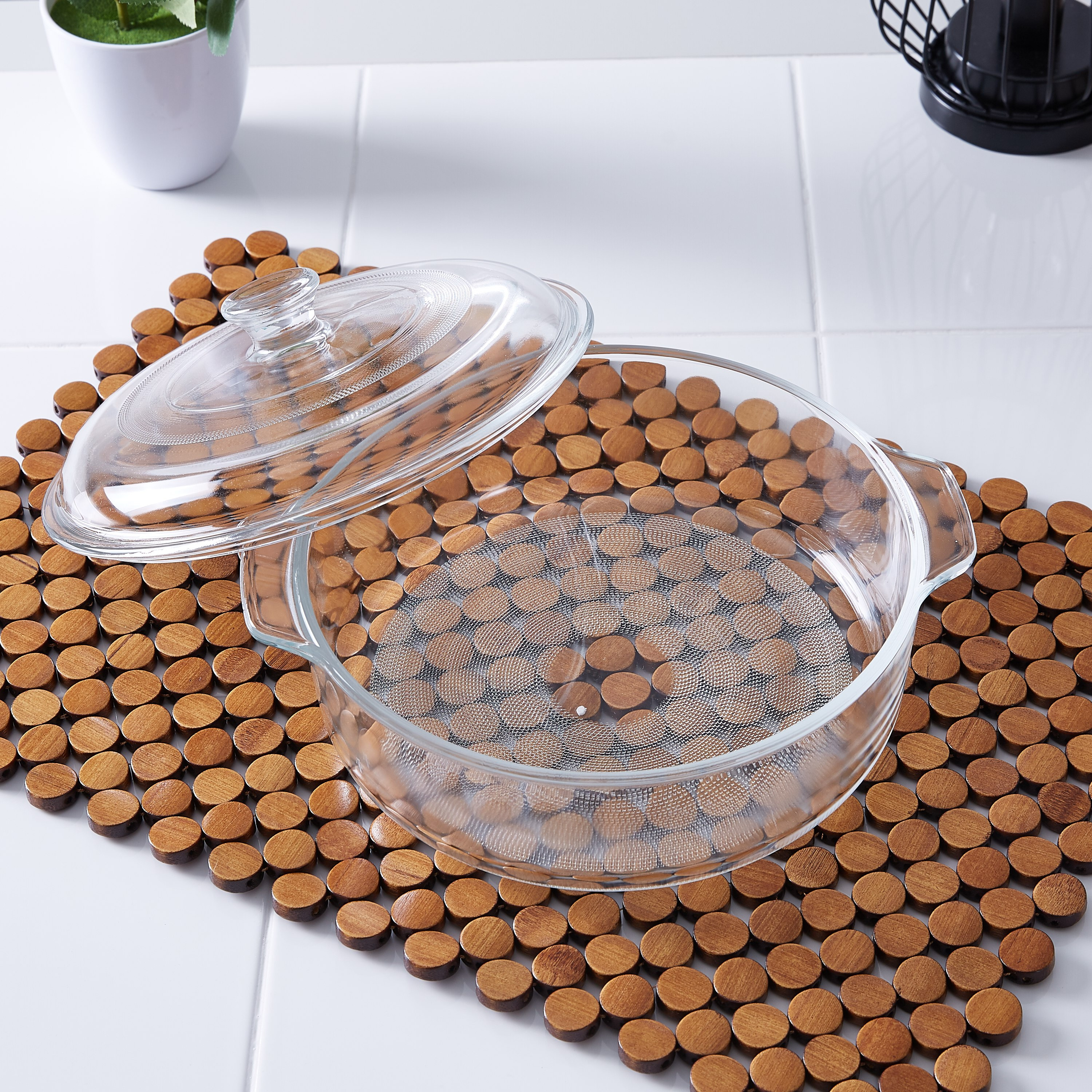 كسرولة زجاج مستديرة بغطاء - 2 لتر-hbxkitchen-bakeware-image-2