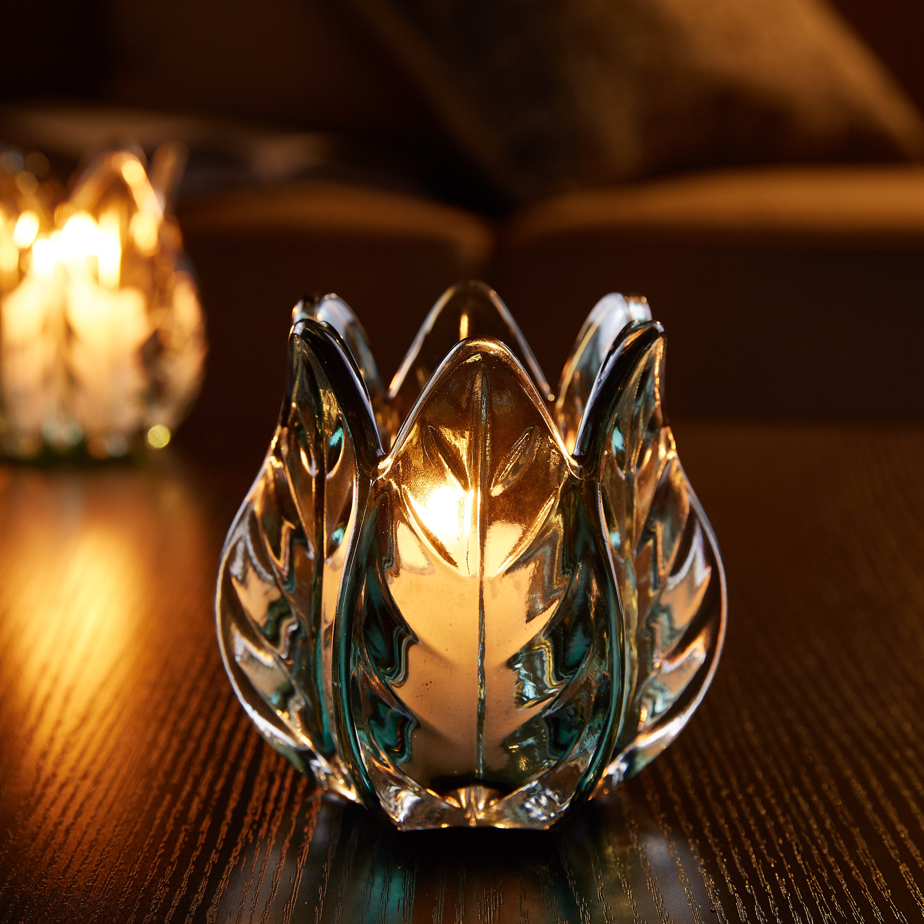 حامل شموع زجاجي على شكل ورقة شجر-hbxlivingroom-decorandaccessories-candleholders-image-1
