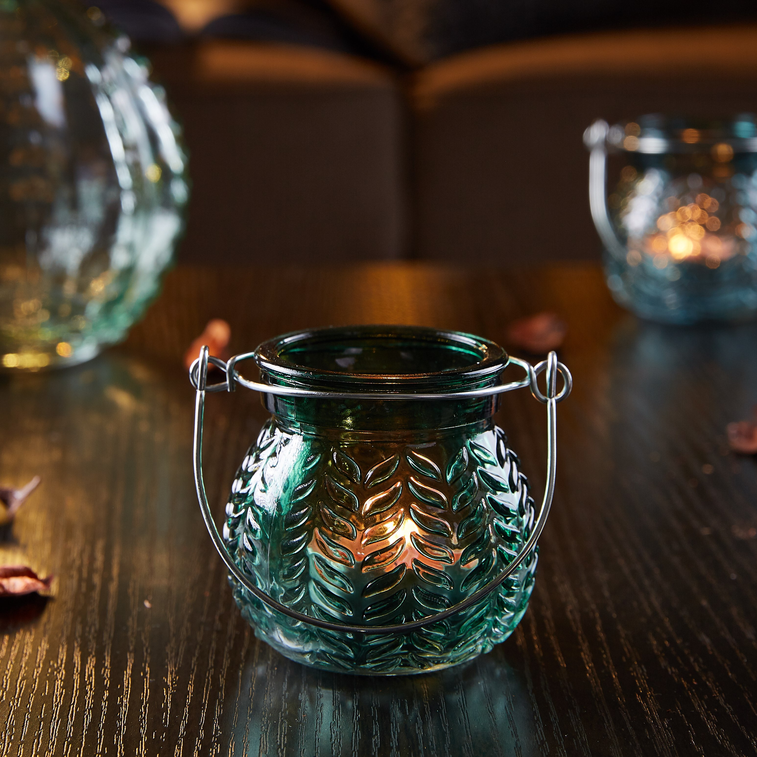 حامل شموع زجاجي مزيّن من أوبال-hbxlivingroom-decorandaccessories-candleholders-image-1