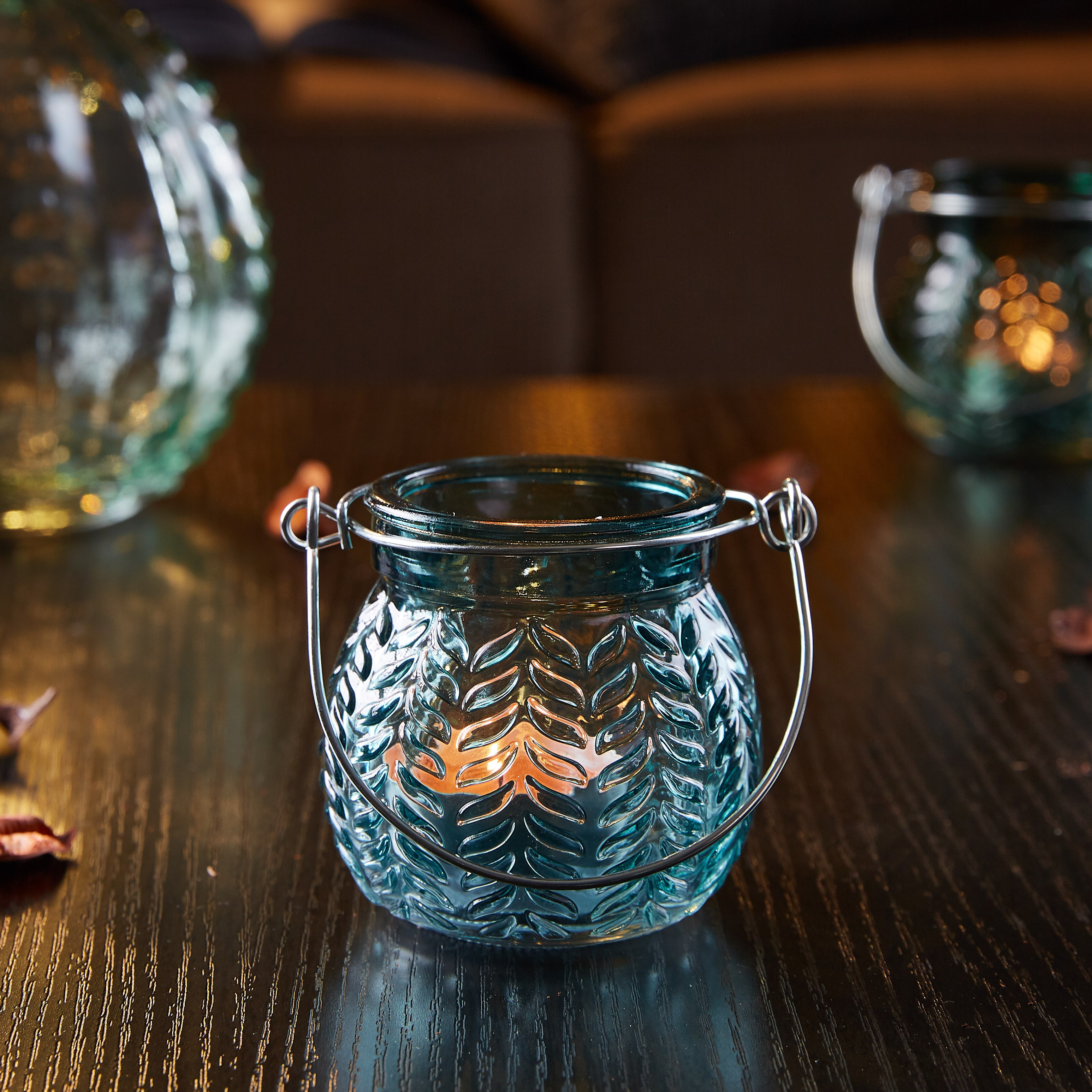 حامل شموع زجاجي مزيّن من أوبال-hbxlivingroom-decorandaccessories-candleholders-image-1