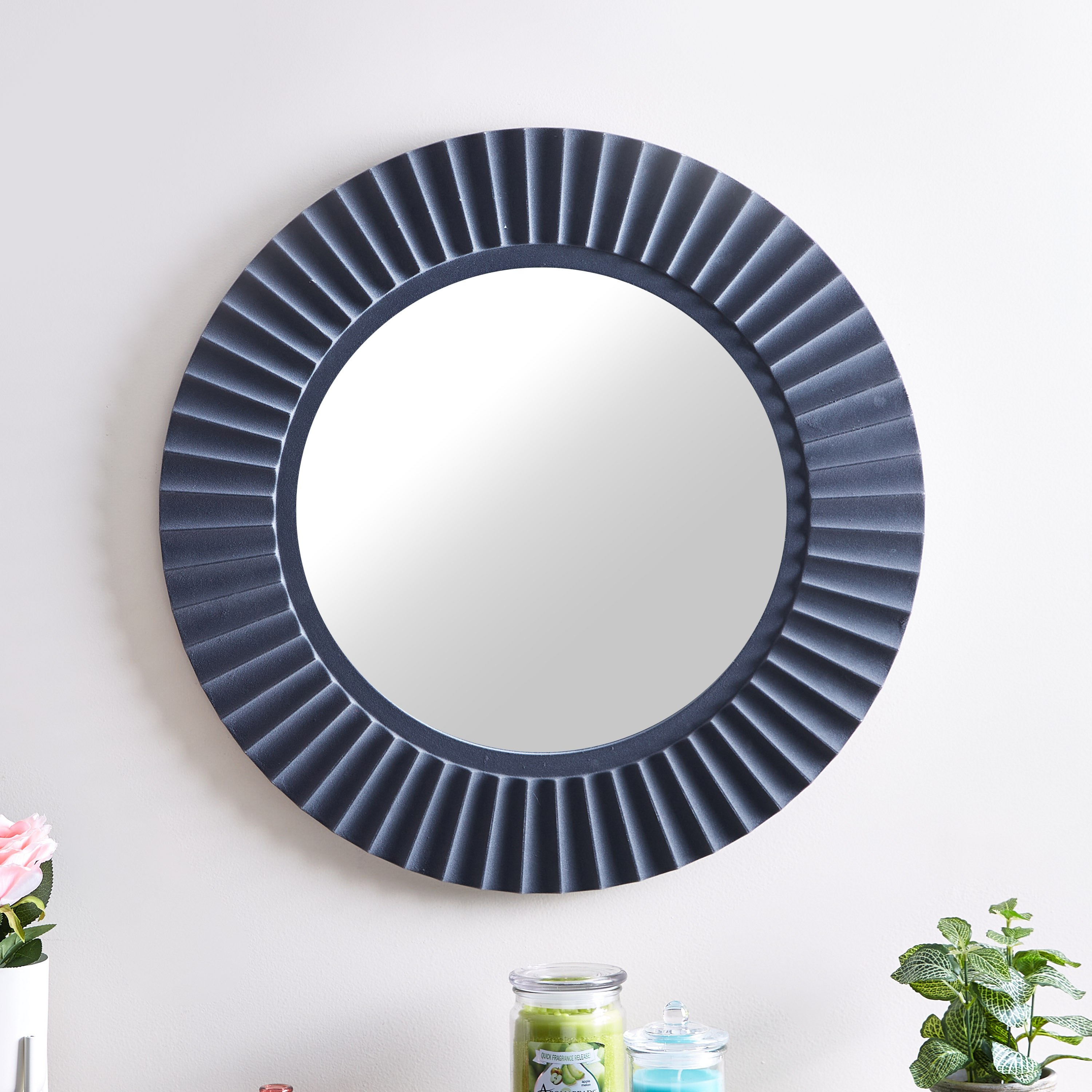 Velvetflock Decorative Wall Mirror - 63 cm-PROMO_HB_AE_B1G1_250925-image-1