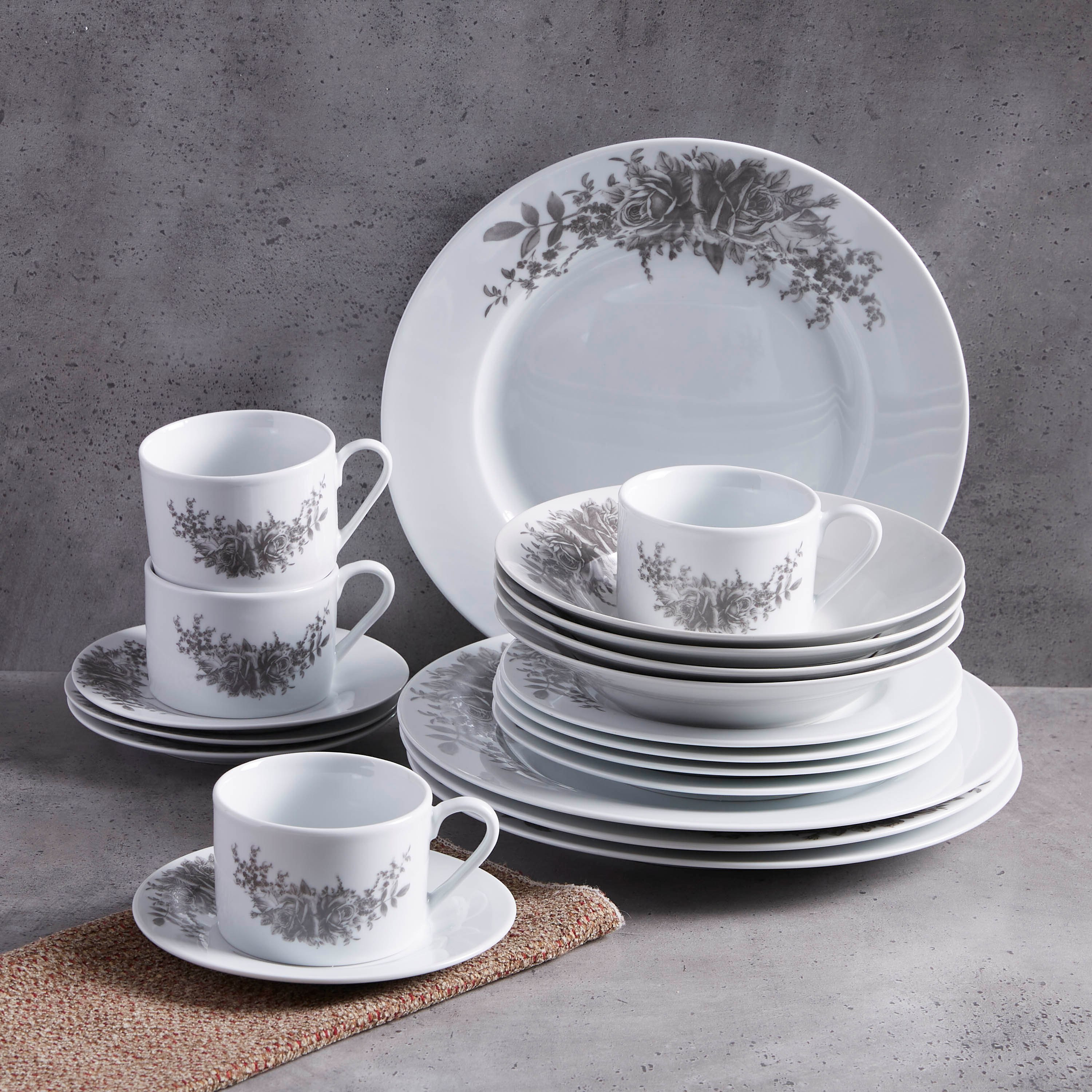 طقم سفرة بورسلان أزهار كلاسيكيّة من فيست - 20 قطعة-hbxhomeware-hbxkitchen-image-1