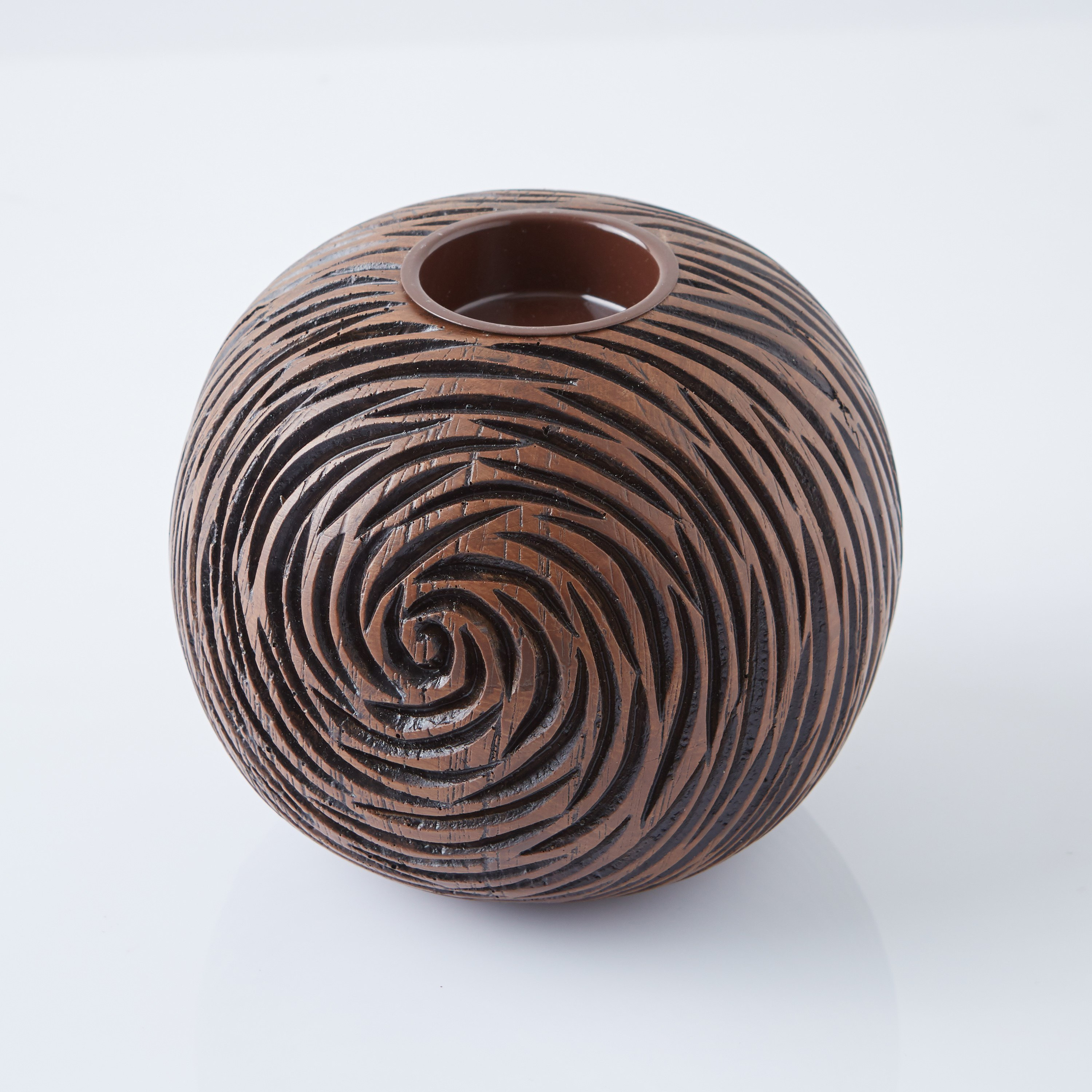 حامل شموع كروي بارز الملمس من خشب الأبنوس-hbxlivingroom-decorandaccessories-candleholders-image-4