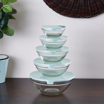 Prime 5-Piece Glass Bowl Set with Lid
