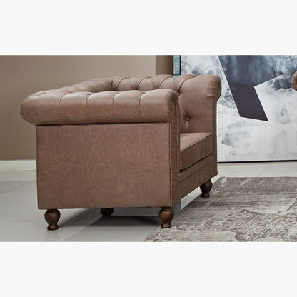 Sofia 2-Seater Tufted Leather-Look Fabric Sofa with 2 Cushions