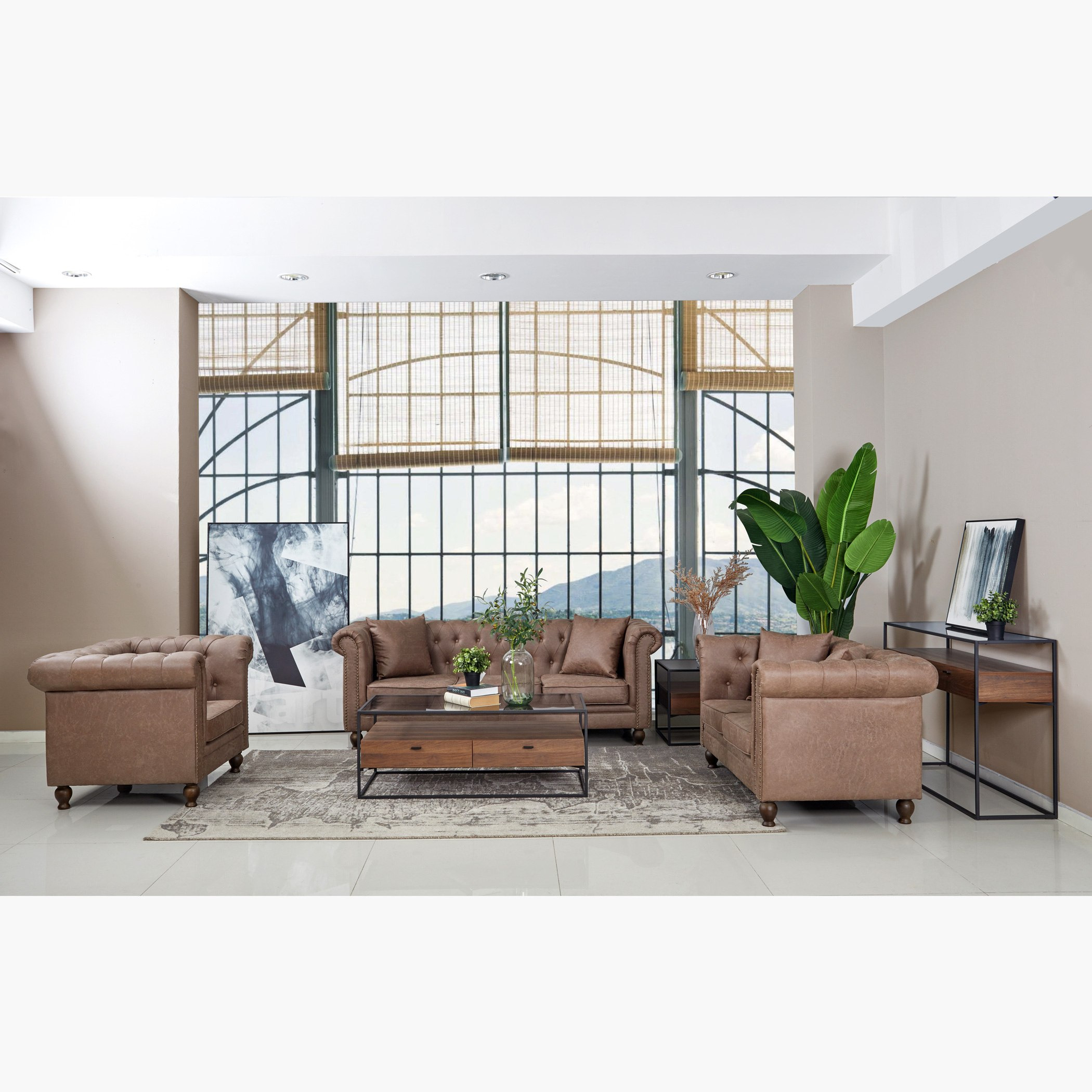كنبة قماشية بمظهر جلدي مقعدين ووسادتين من صوفيا-hbxlivingroom-sofasandarmchairs-sofas-image-8
