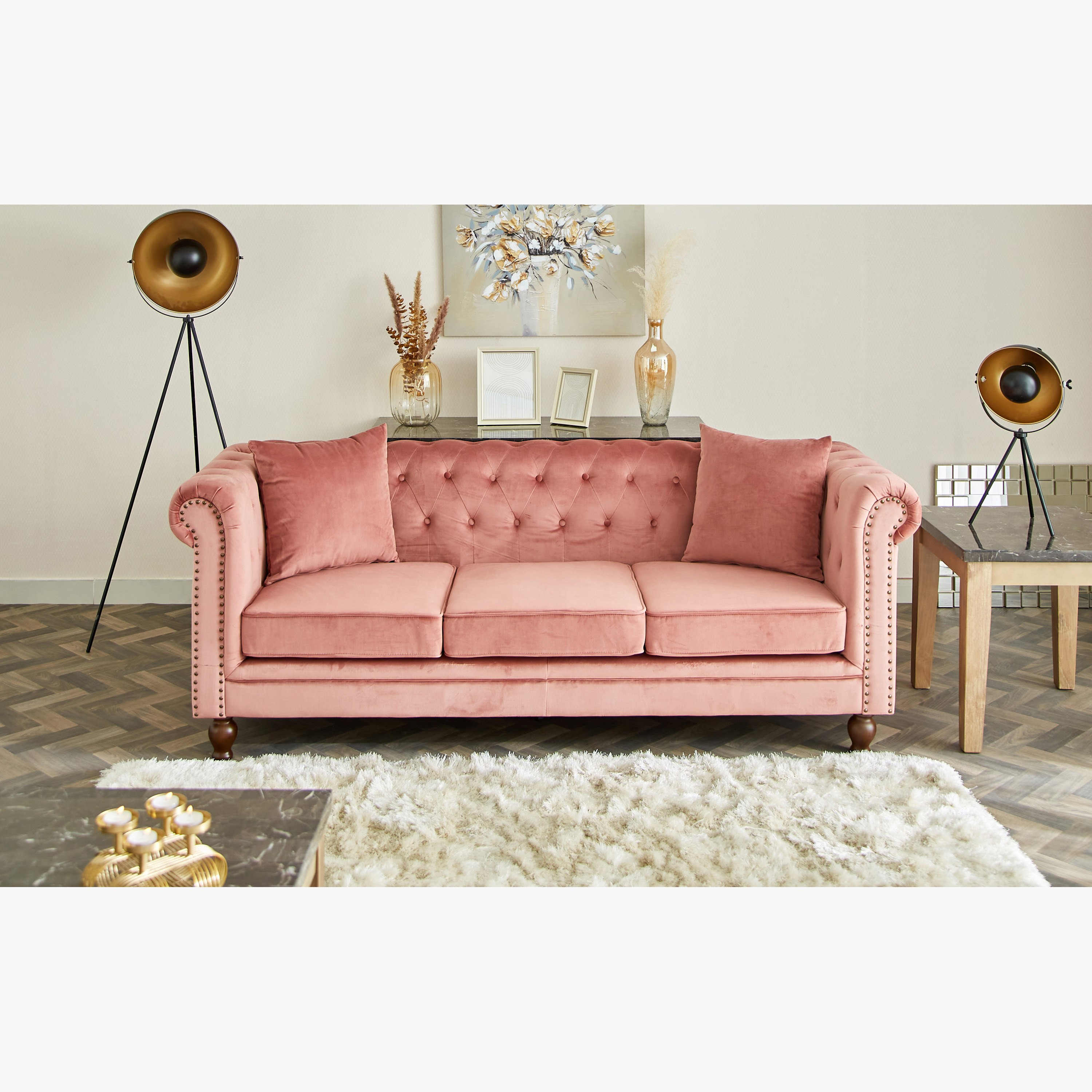 كنبة مخمل معنقدة 3 مقاعد مع وسادتين من صوفيا-hbxlivingroom-sofasandarmchairs-sofas-image-1