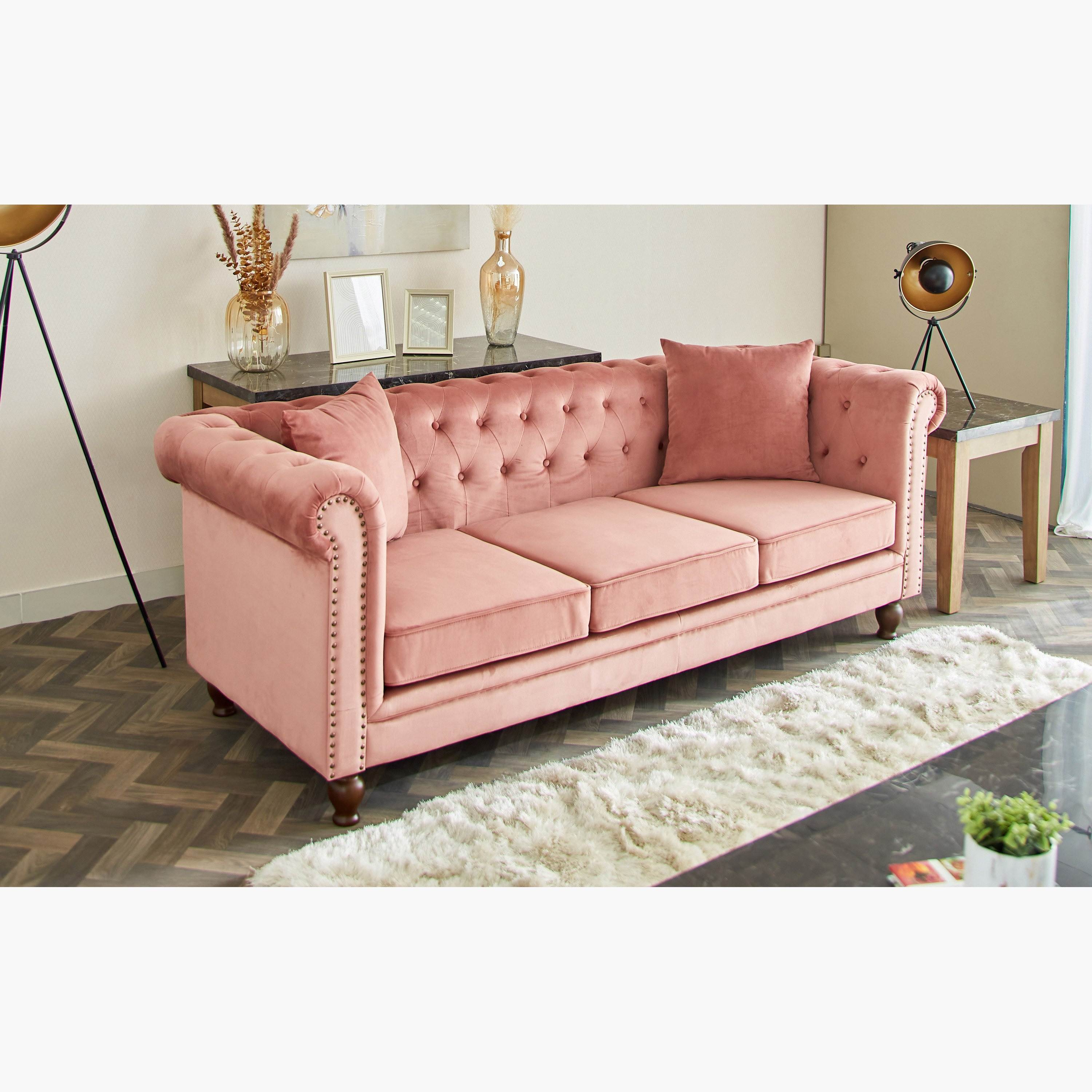 كنبة مخمل معنقدة 3 مقاعد مع وسادتين من صوفيا-hbxlivingroom-sofasandarmchairs-sofas-image-2
