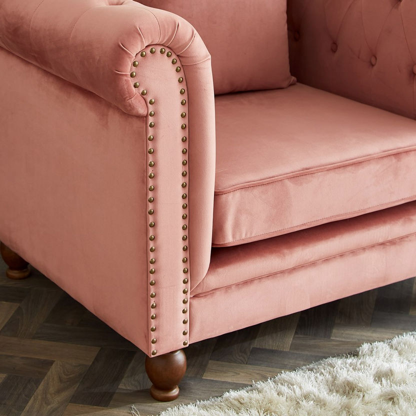 Sofia Tufted Velvet Armchair with Cushion-Sofas-image-2