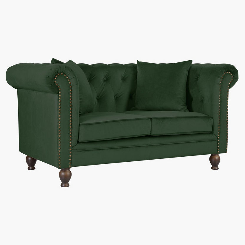 Sofia 2-Seater Tufted Velvet Sofa with 2 Cushions-Sofas-image-1