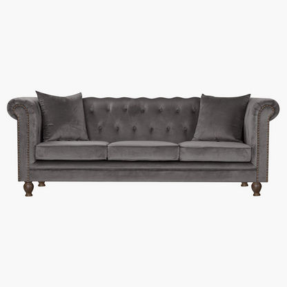 Sofia 3-Seater Tufted Velvet Sofa with 2 Cushions