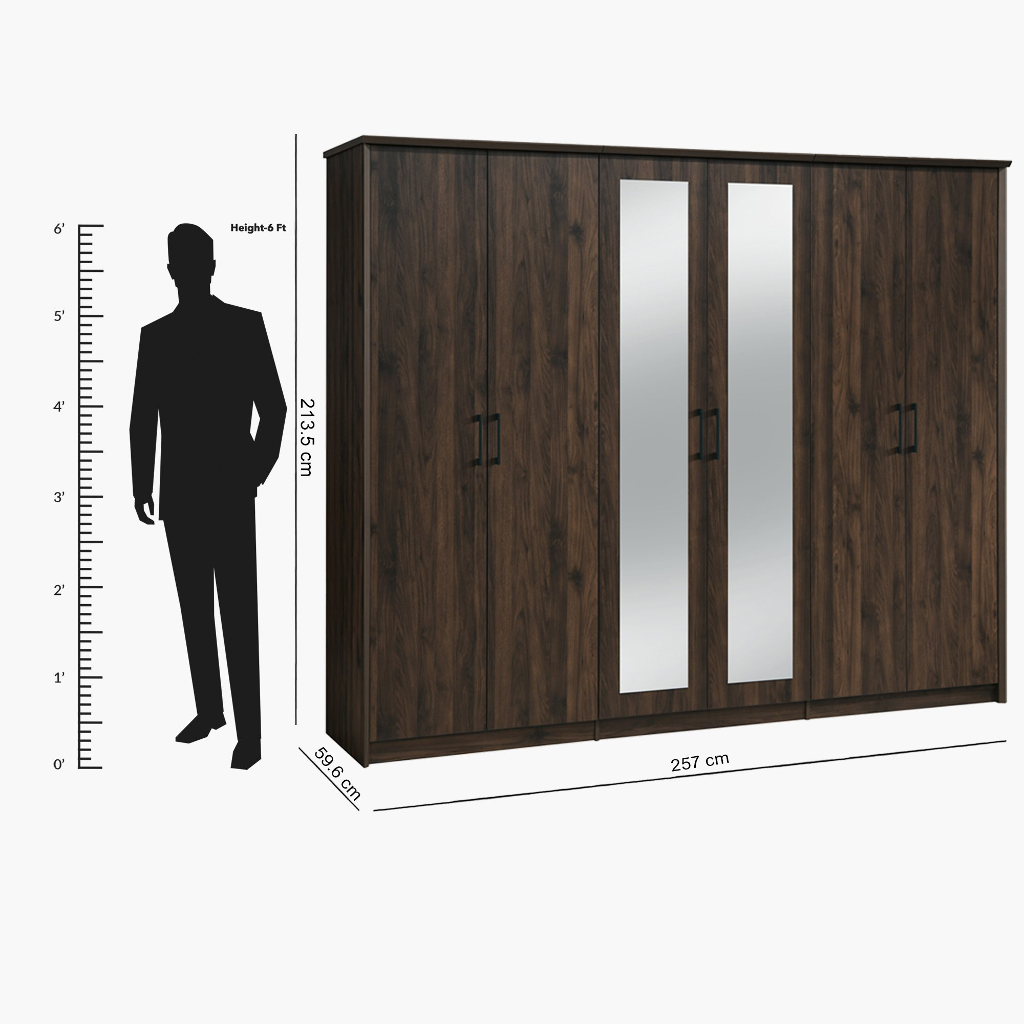 خزانة ملابس 6 أبواب مع 2 مرآة - ميرو من موڤو -hbxfurniture-wardrobes-image-8