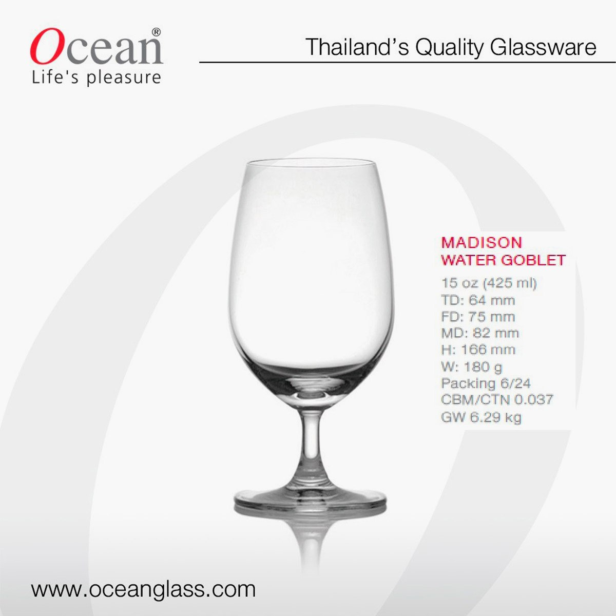 Ocean 6-Piece Madison Water Goblet Glass Set - 425 ml-hbxhomeware-hbxkitchen-image-3