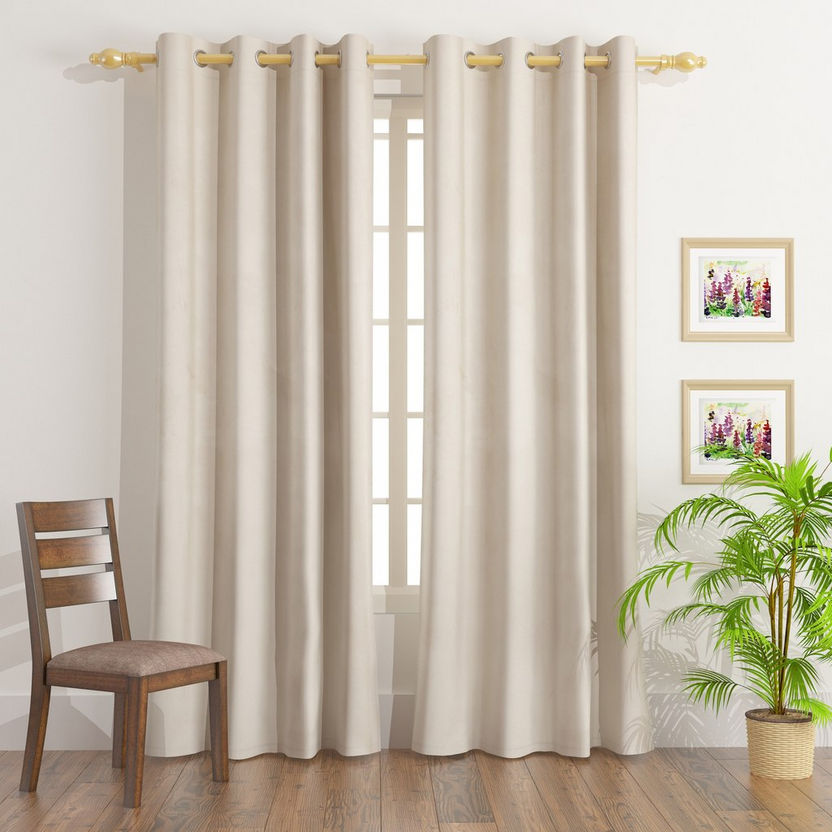 Dove Dimout Velvet Curtain Pair - 135x300 cm-Curtains-image-0