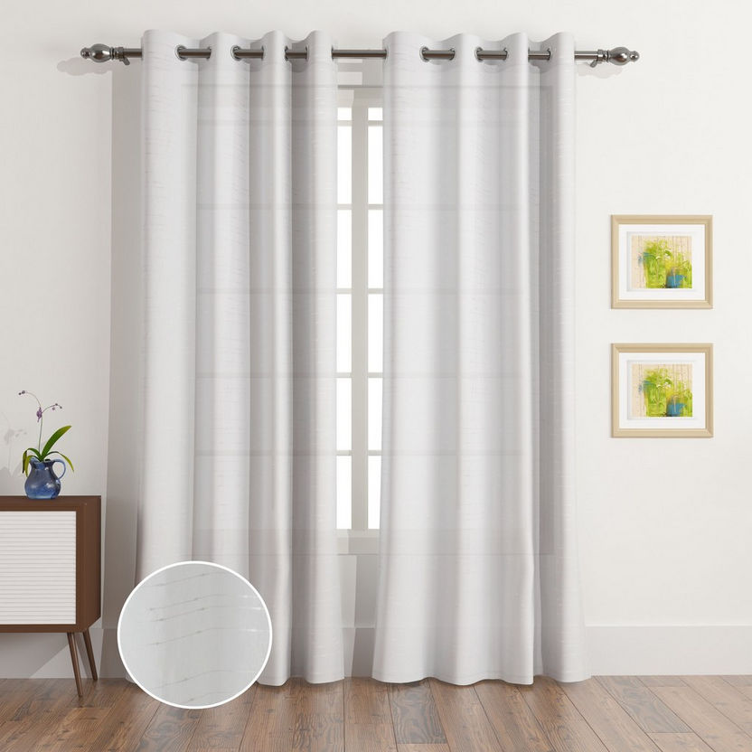 Linear Sheer Curtain Pair - 140x300 cm-Curtains-image-0