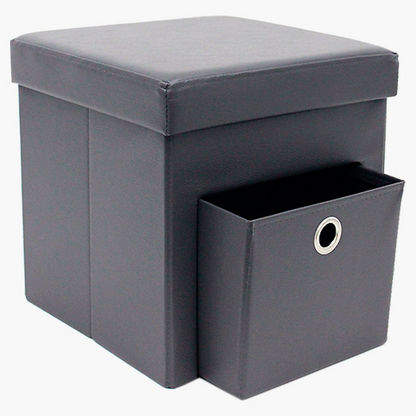 Cube Folding Ottoman with Storage Drawer