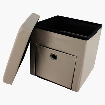 Cube Folding Ottoman with Pull Out Storage