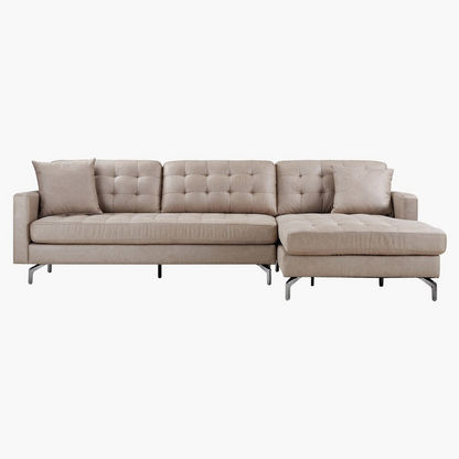 Torino Right Facing Leather-Look Fabric Corner Sofa with 2 Cushions