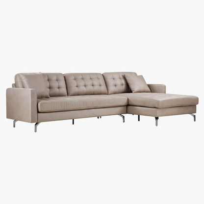 Torino Right Facing Leather-Look Fabric Corner Sofa with 2 Cushions