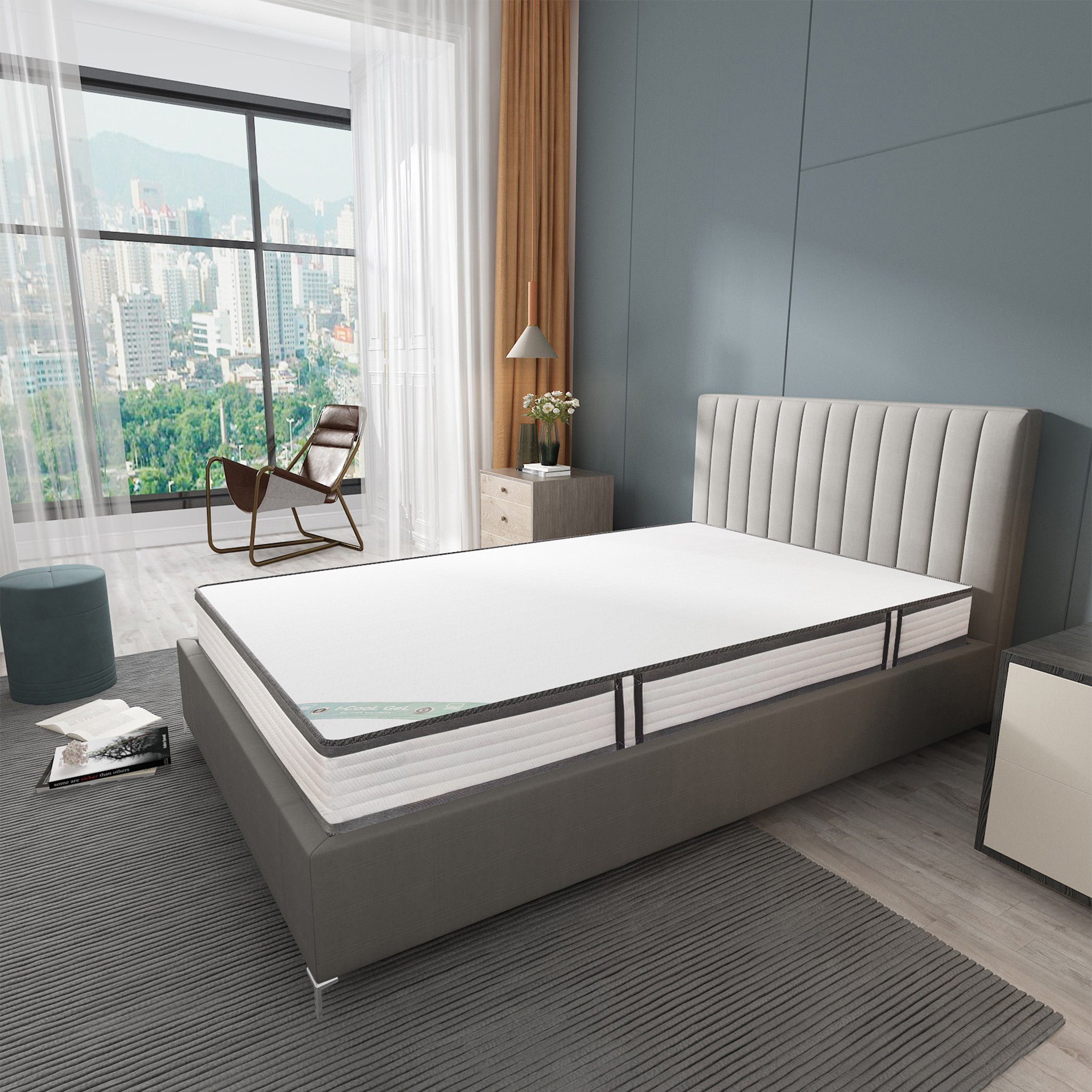 مرتبة مزدوجة إسفنج ميموري فوم جيل مغلفة ملفوفة من آي كول - 120x200x22 سم-hbxfurniture-mattresses-twin-image-3